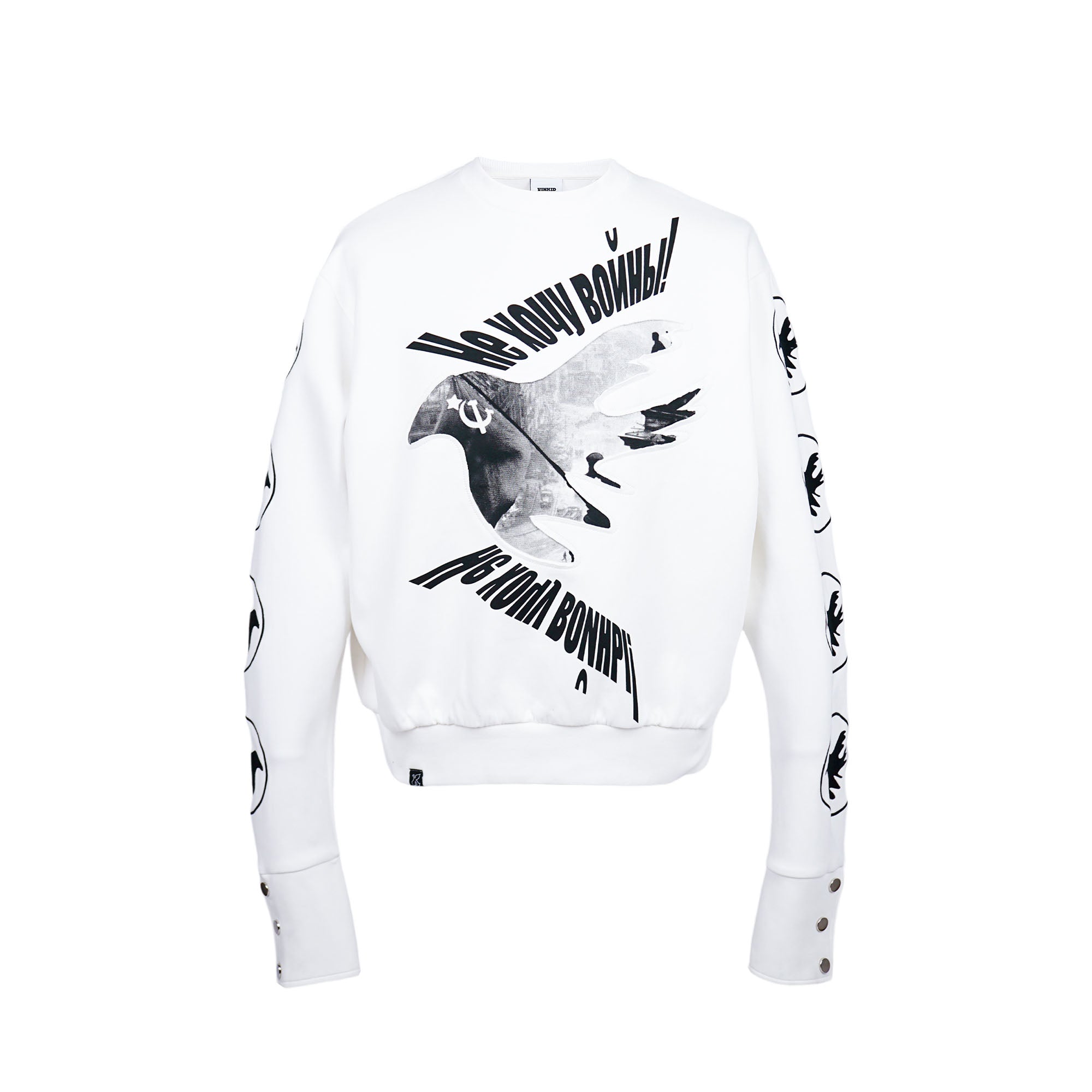 VINKID Peace Dove Patch Snap Sleeve Sweatshirt
