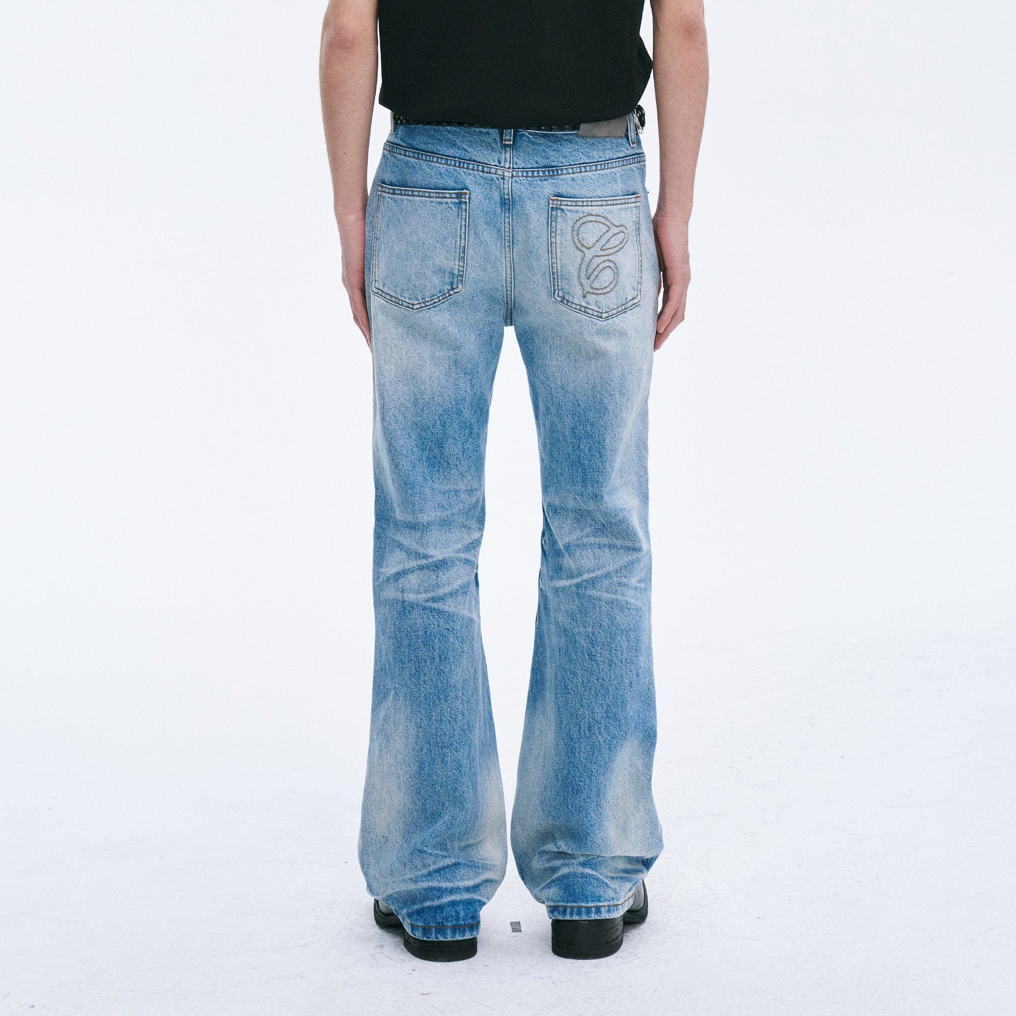 CATSSTAC Frost-Washed Distressed Straight-Leg Jeans, premium urban and streetwear designers apparel on PROJECTISR.com, CATSSTAC