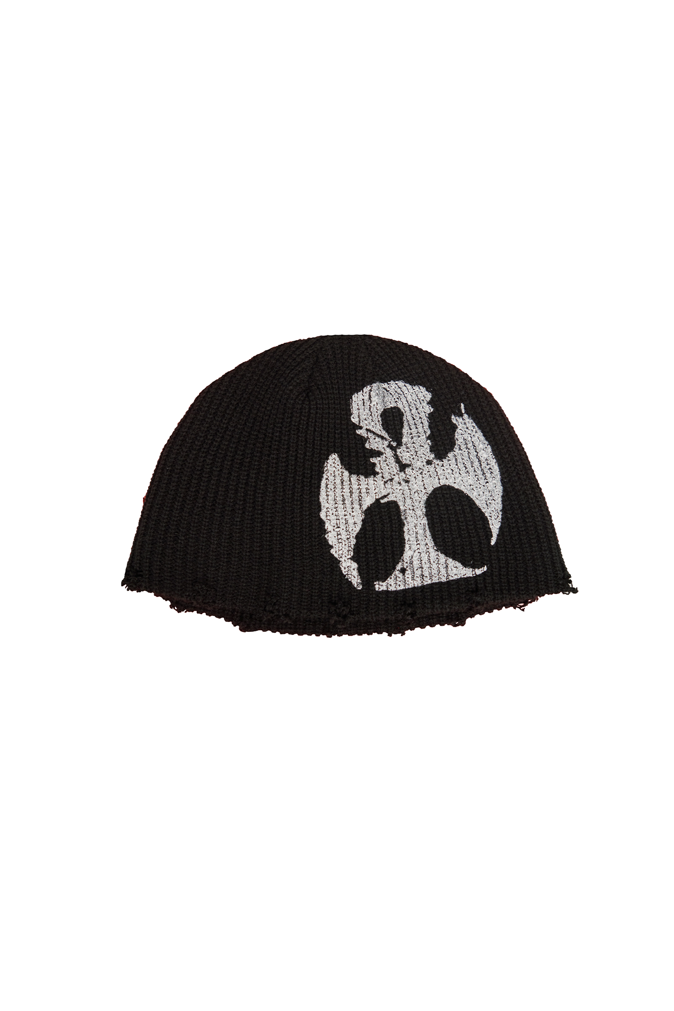 ANTI WAR REVIVAL Jacquard Cross Embroidered Knit Beanie