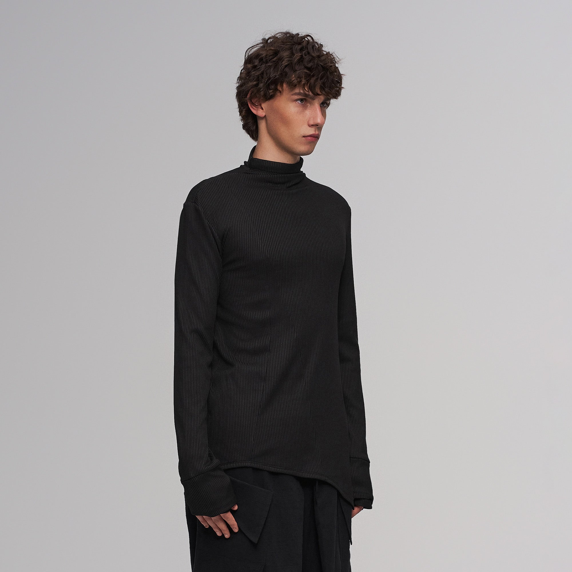 ILNya Nieternite Nifutur Asymmetric Ribbed Mock Neck Sweater, premium urban and streetwear designers apparel on PROJECTISR.com, ILNya Nieternite Nifutur