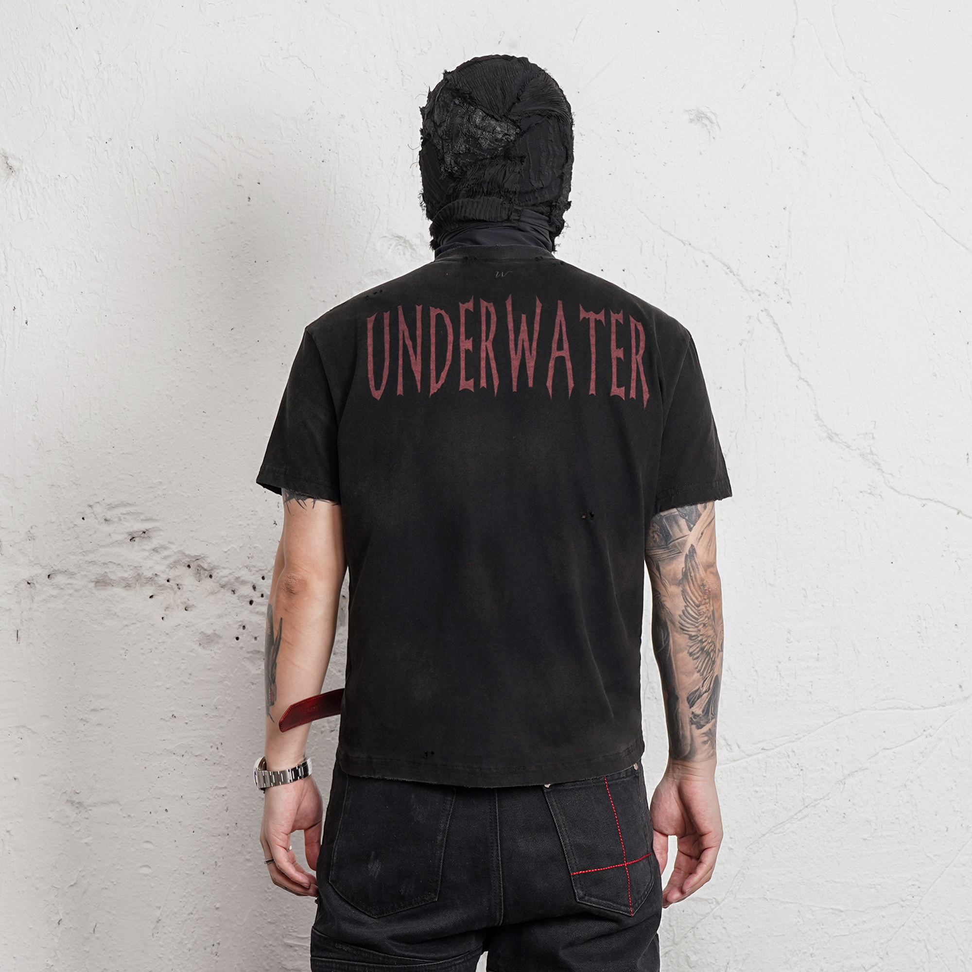 UNDERWATER Washed Distressed Graphic T-Shirt, premium urban and streetwear designers apparel on PROJECTISR.com, UNDERWATER