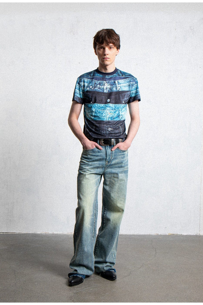 LEONSENSE Full Print Jeans T-Shirt, premium urban and streetwear designers apparel on PROJECTISR.com, LEONSENSE