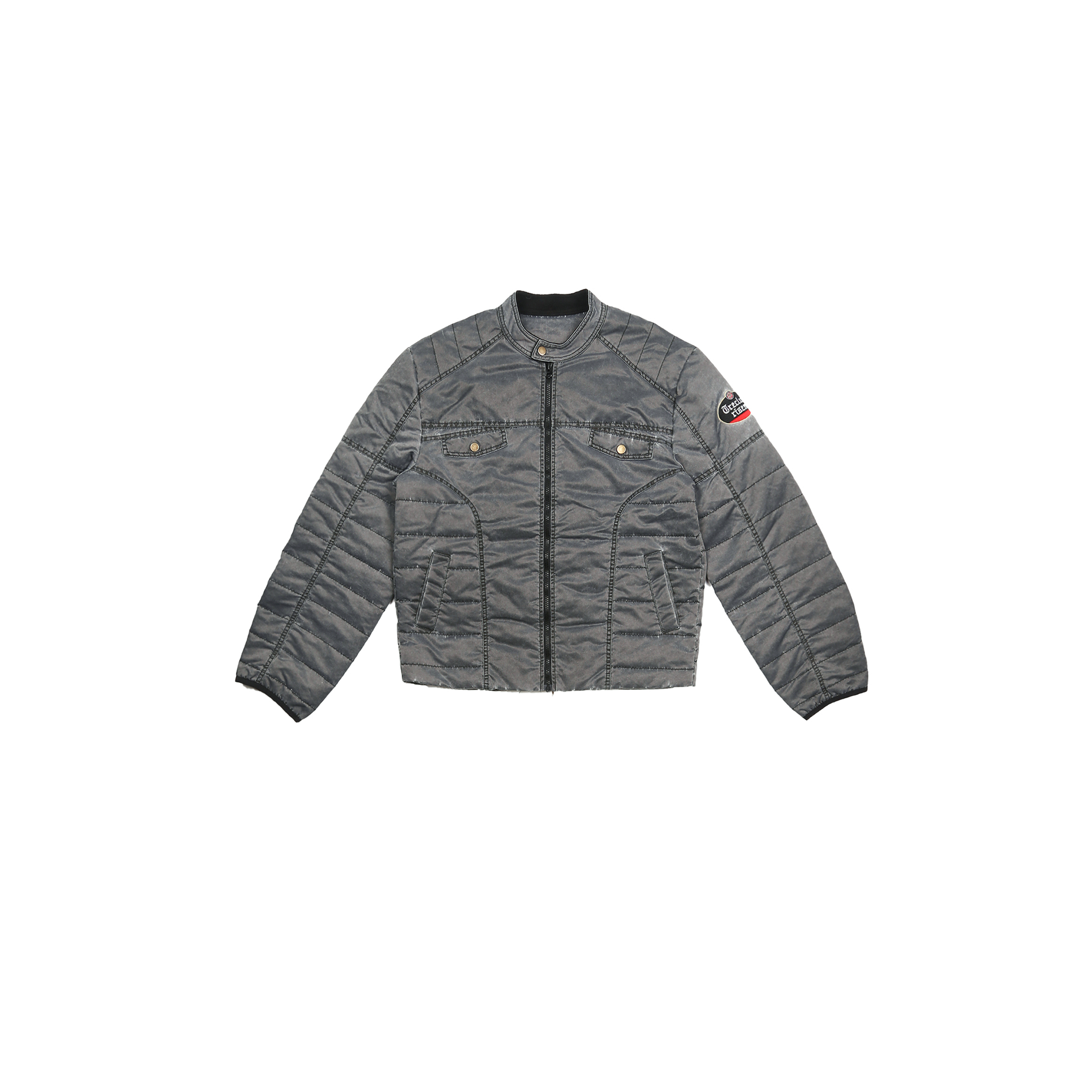 TRECLUB Washed Quilted Moto Down Jacket