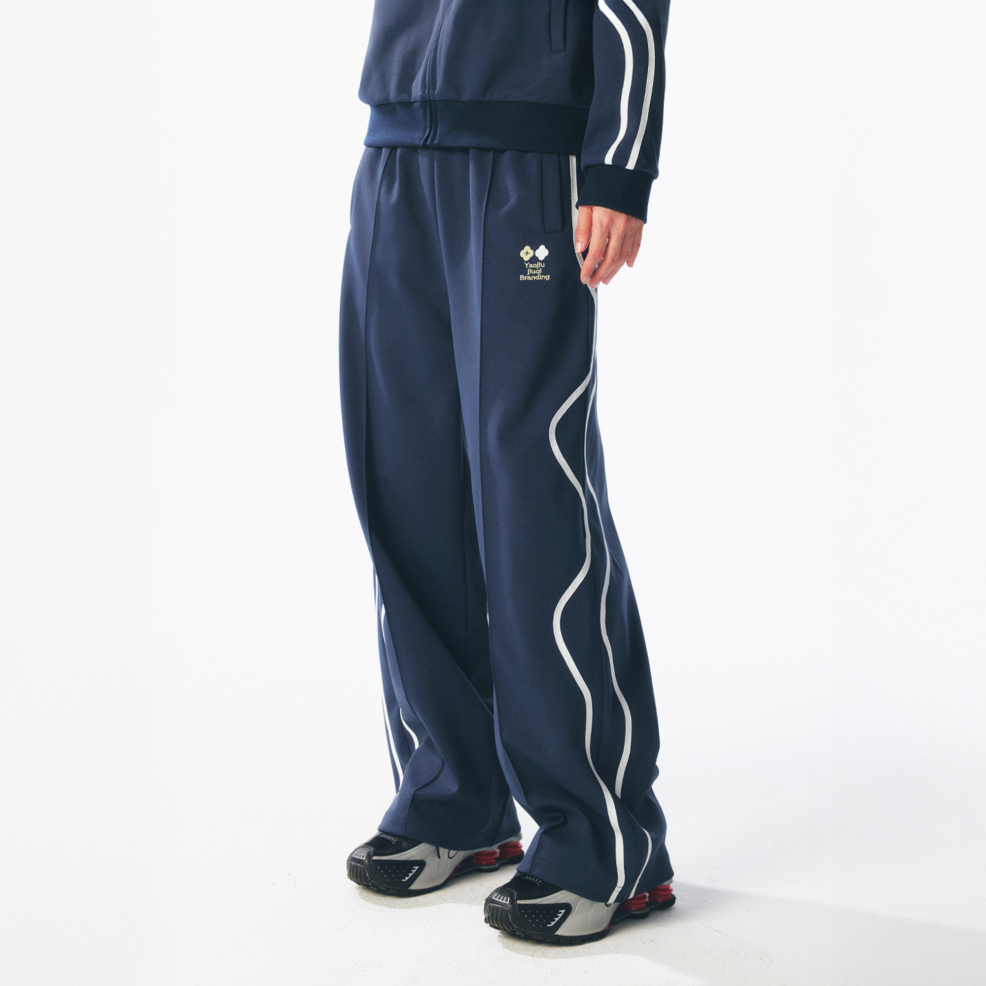 1997 POSTOFFICE Contrast Curved-Stripe Quick-Dry Track Pants