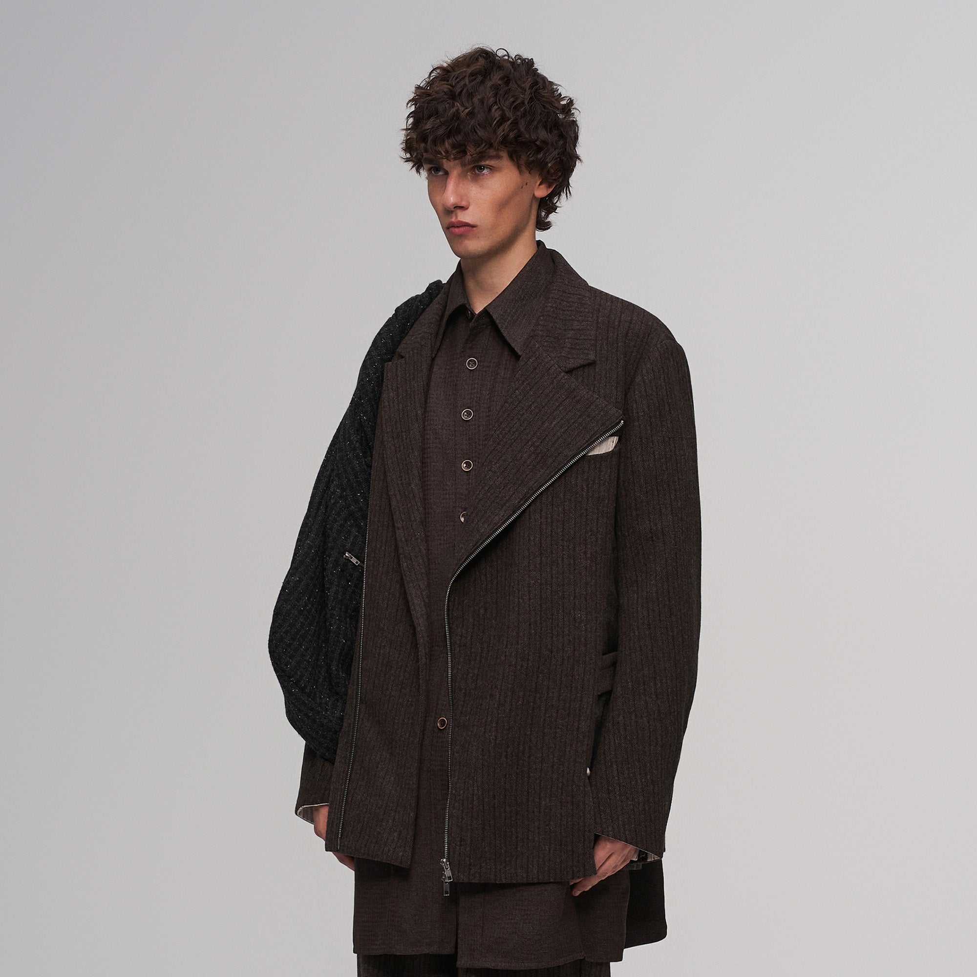 ILNya Nieternite Nifutur Wool-Blend Layered Sash Panel Blazer