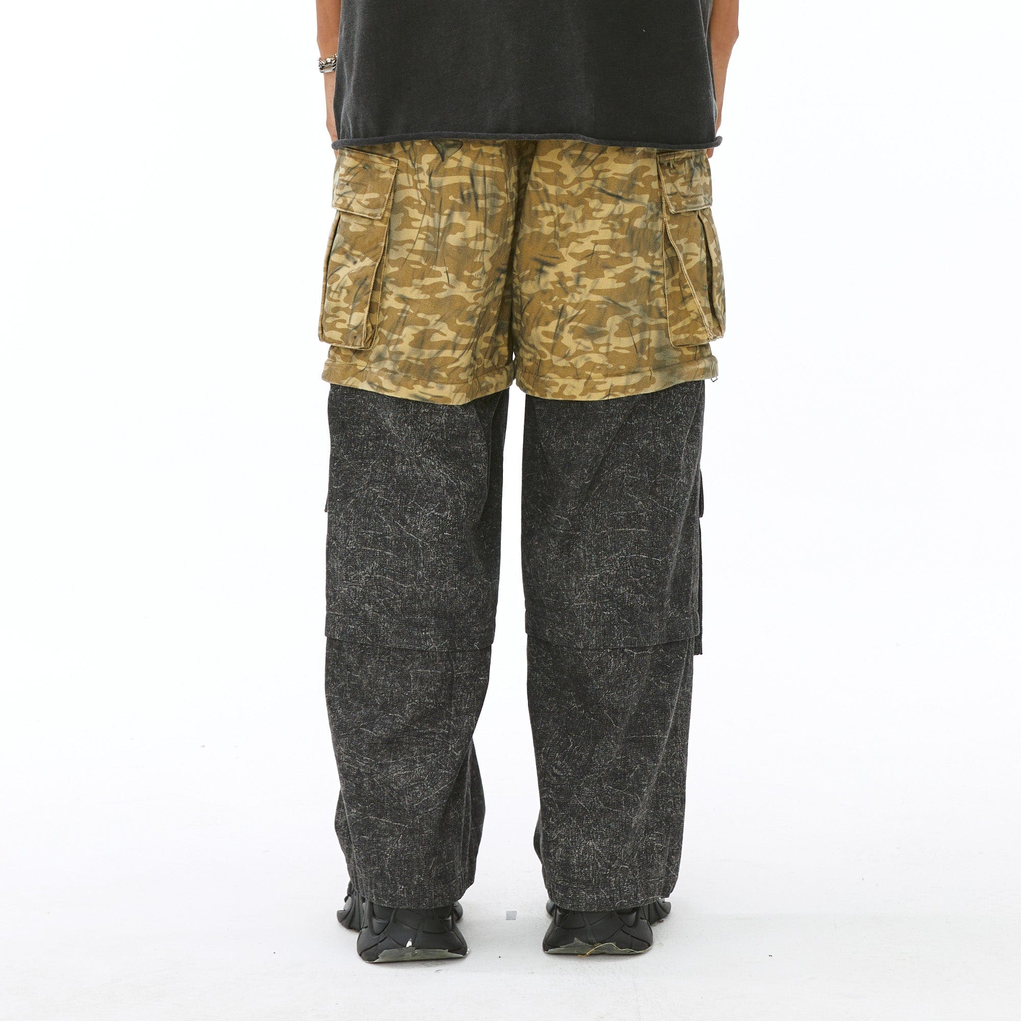 VANN VALRENCE Detachable Two-Tone Paneled Cargo Jeans, premium urban and streetwear designers apparel on PROJECTISR.com, VANN VALRENCE