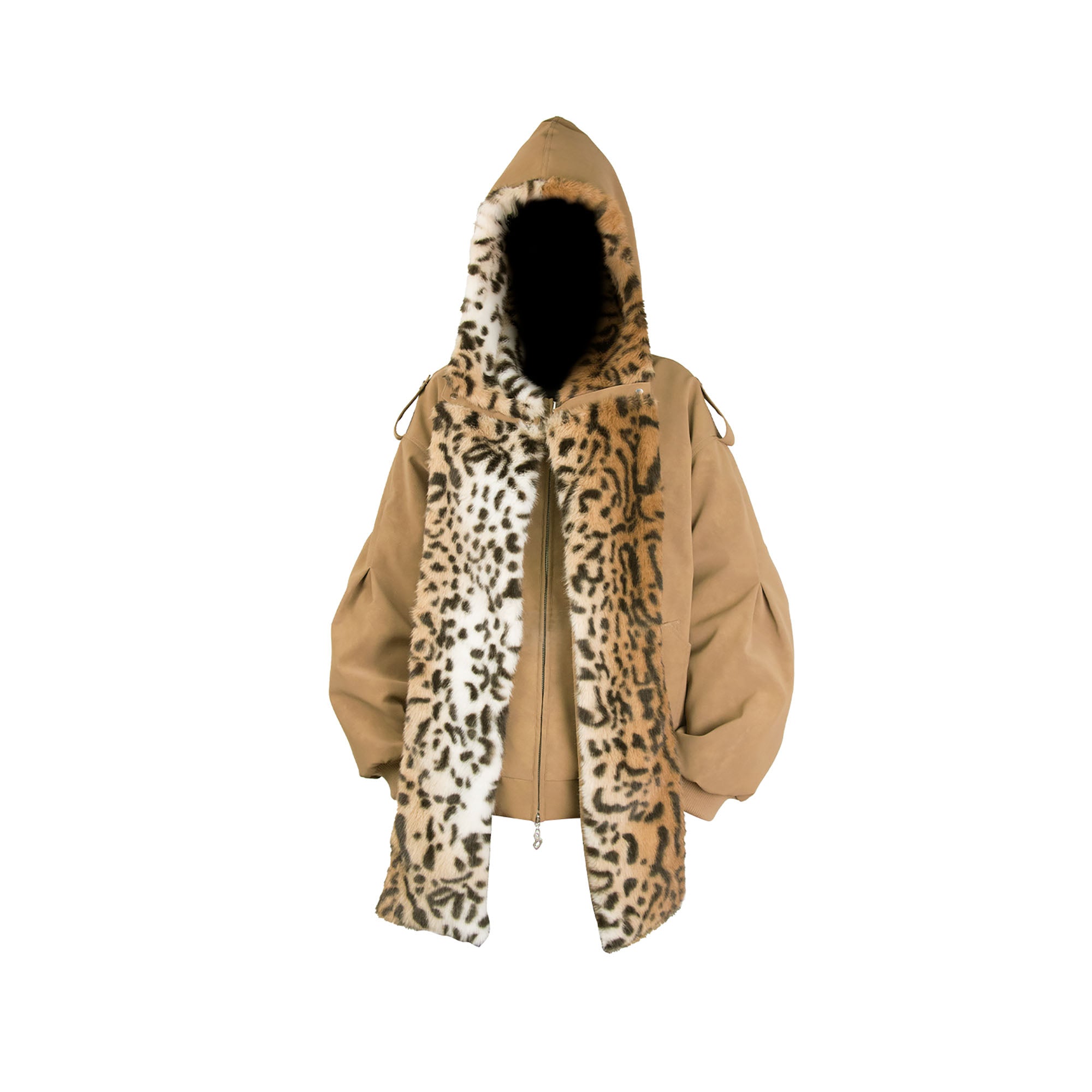RELABEL Detachable Plush Scarf Hooded Suede Jacket Brown, premium urban and streetwear designers apparel on PROJECTISR.com, RELABEL