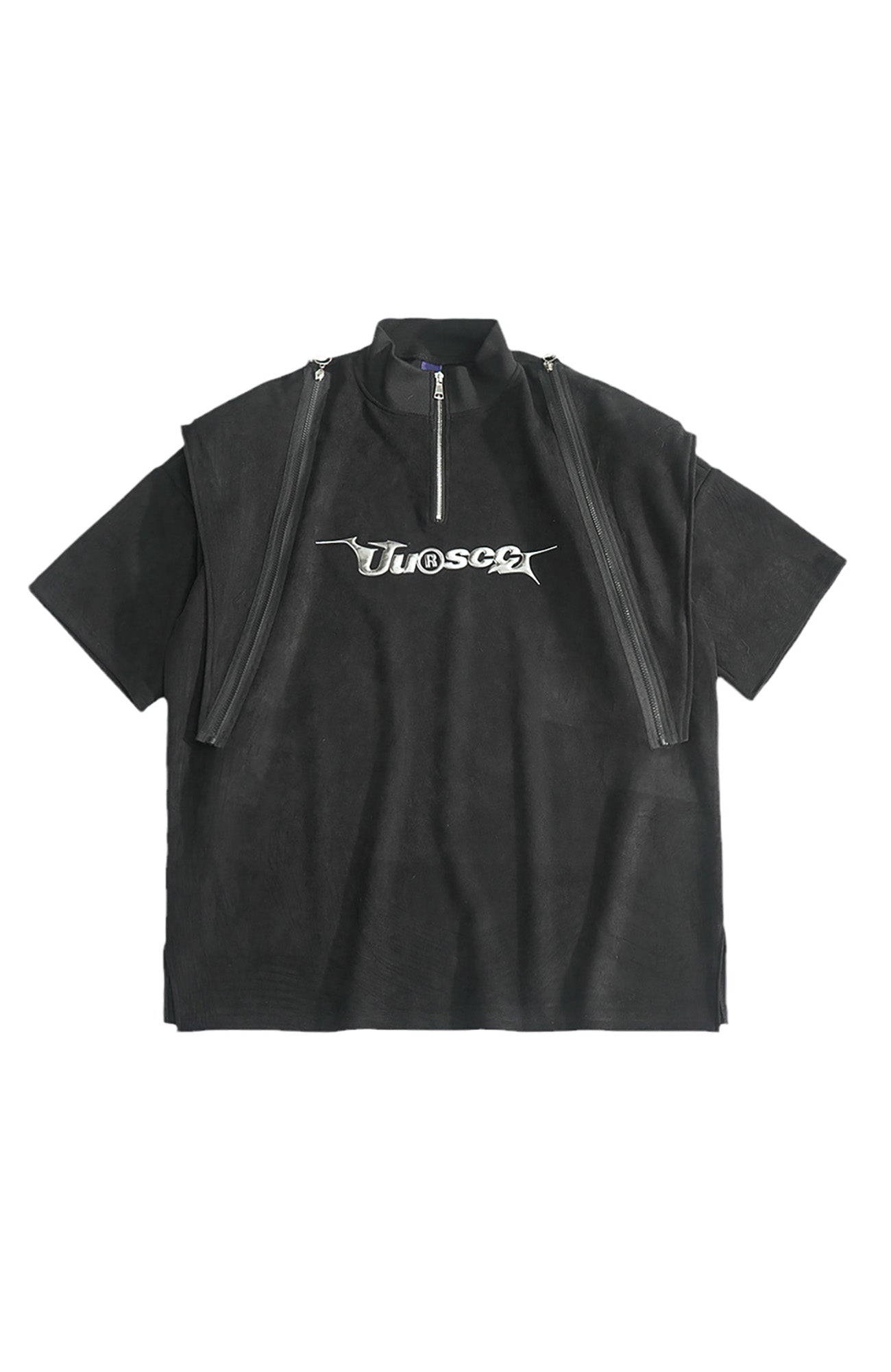 UUCSCC Padded-Shoulder Suede Oversized Turtleneck Tee