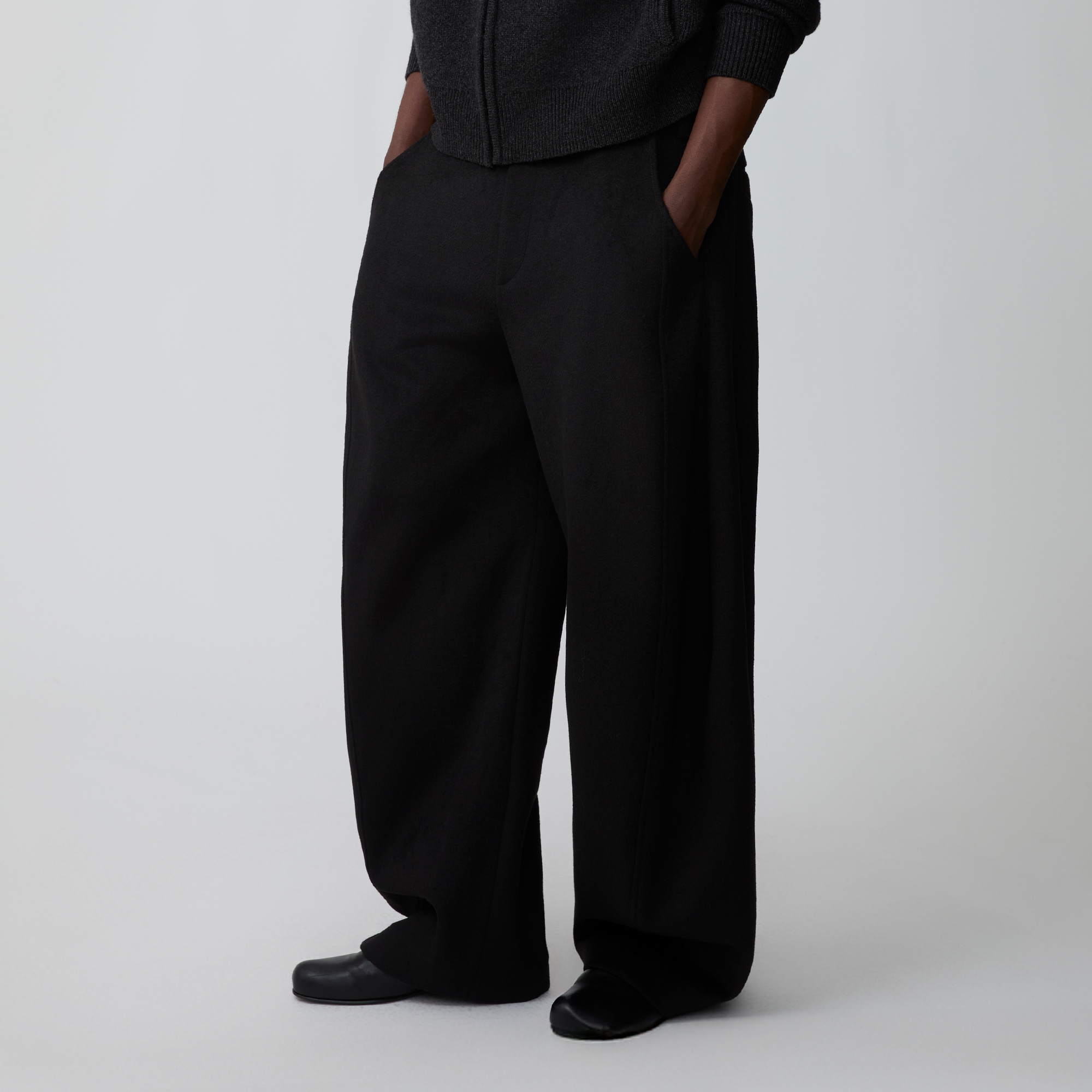 OPICLOTH Essential Wool-Blend Barrel Pants, premium urban and streetwear designers apparel on PROJECTISR.com, OPICLOTH