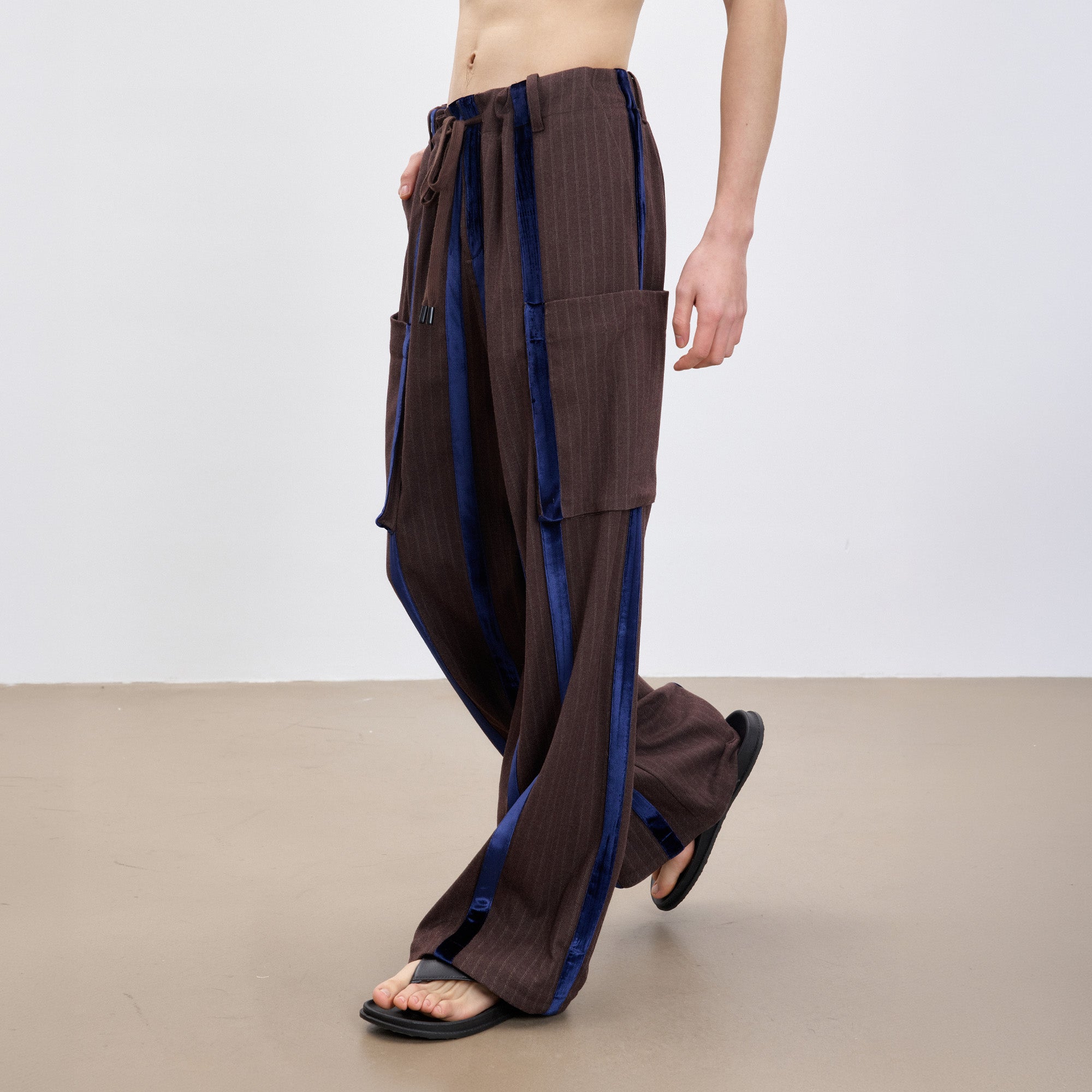TUIMU Velvet Stripe Patch Cargo Pants, premium urban and streetwear designers apparel on PROJECTISR.com, TUIMU