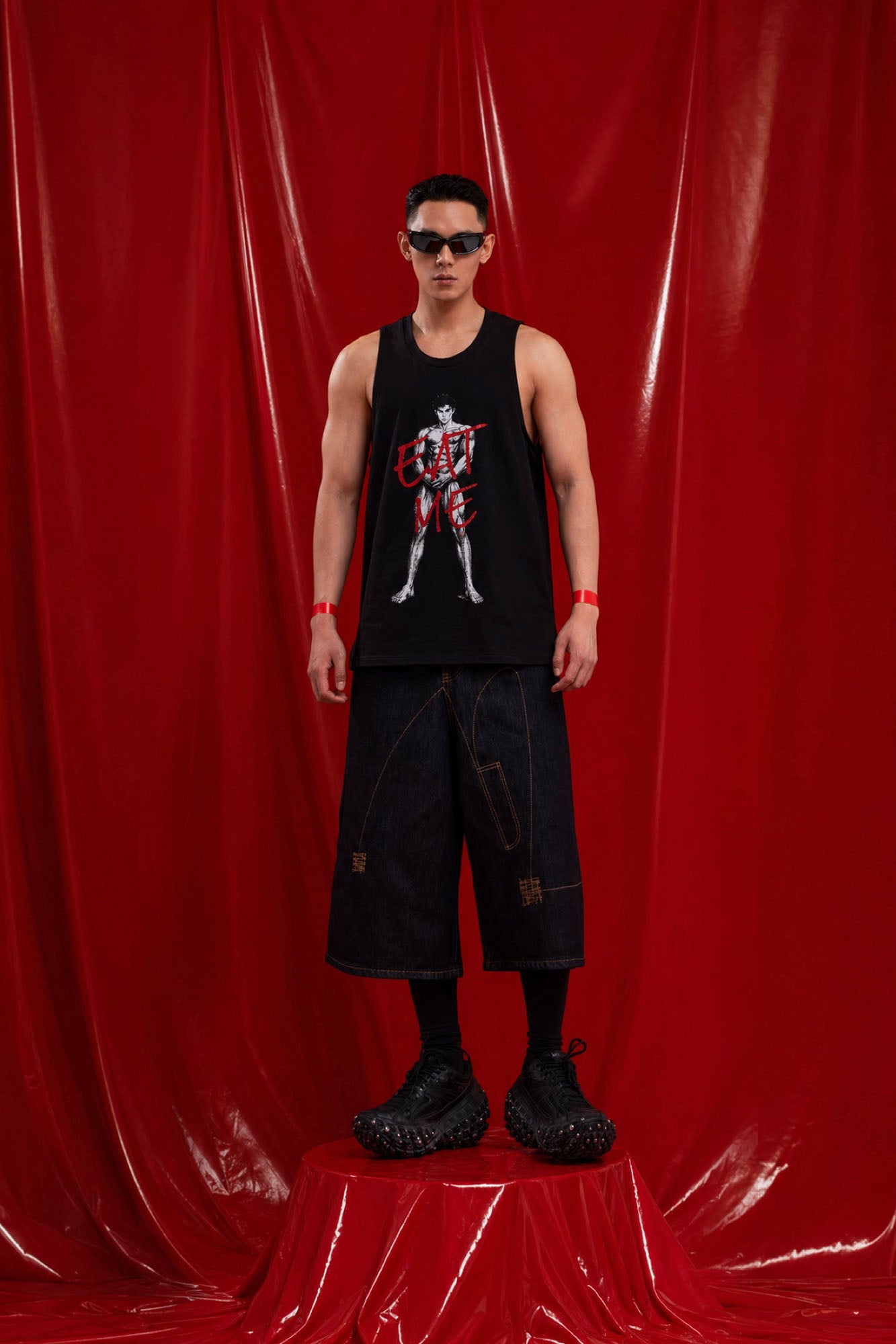 CLP Retro Contrast Stitch Straight-Leg Jorts, premium urban and streetwear designers apparel on PROJECTISR.com, CLP