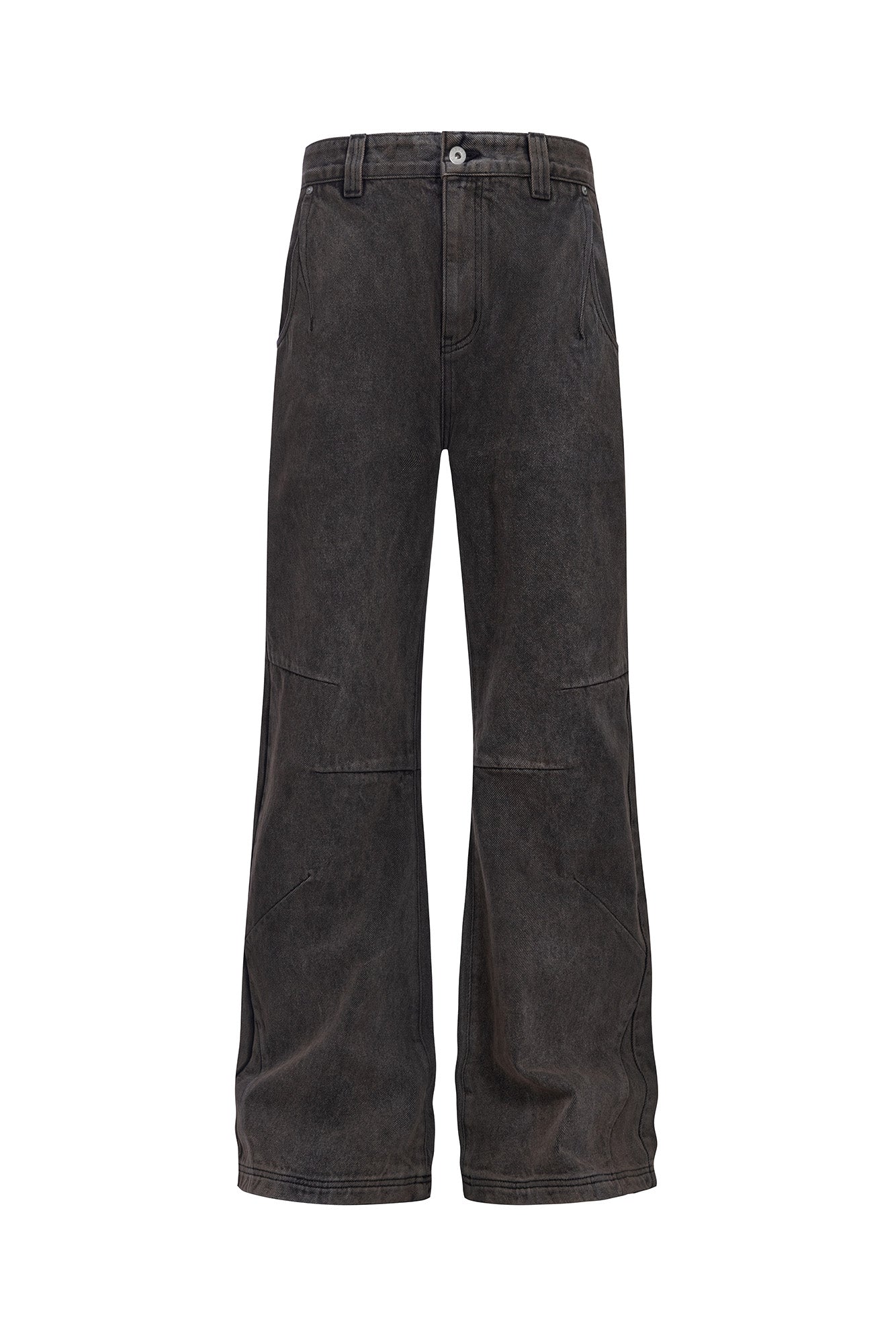 CATSSTAC Rust-Wash Distressed Flared Jeans, premium urban and streetwear designers apparel on PROJECTISR.com, CATSSTAC