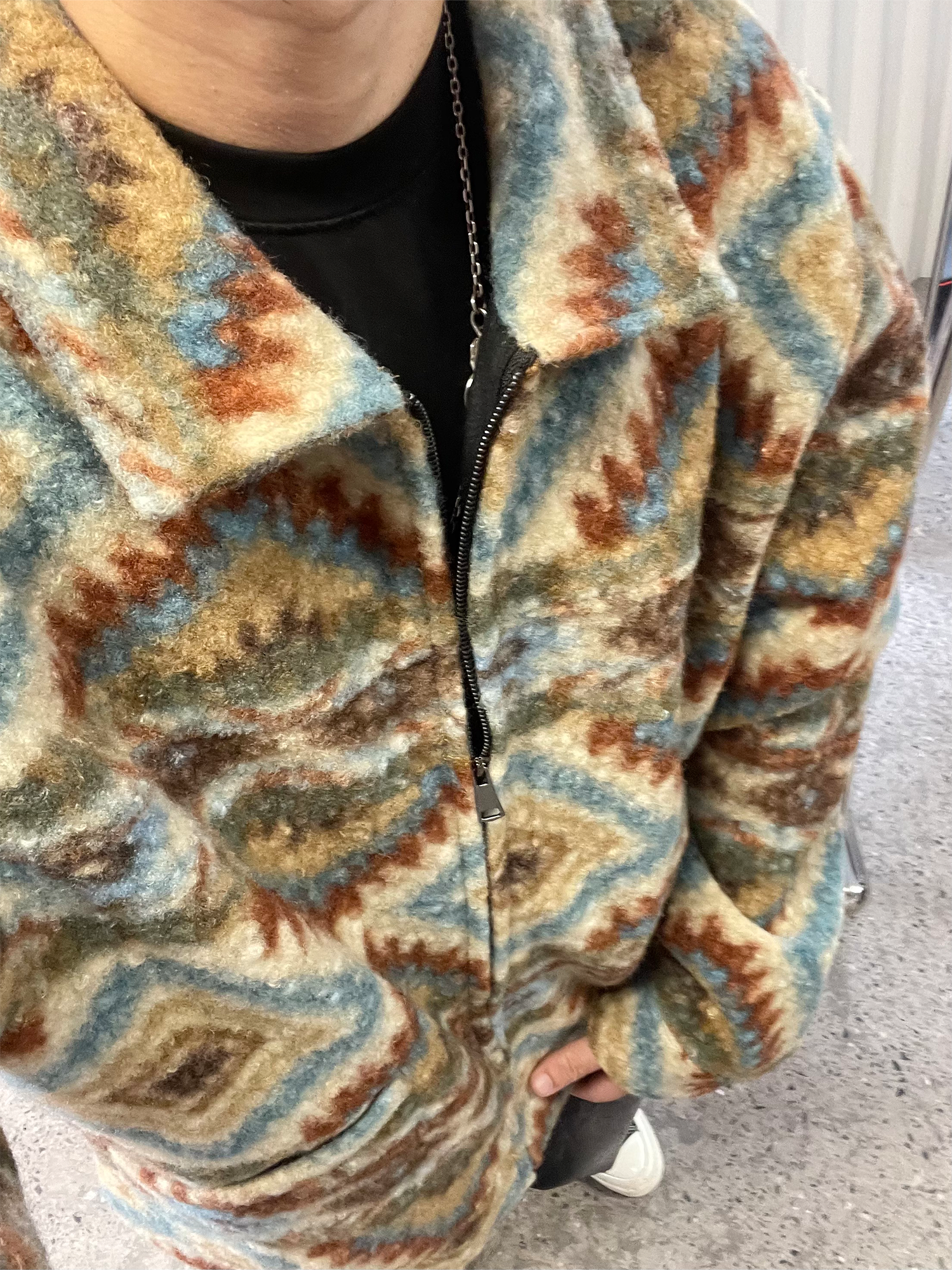 ME DA IGUAL Retro Tribal Jacquard Fleece Jacket
