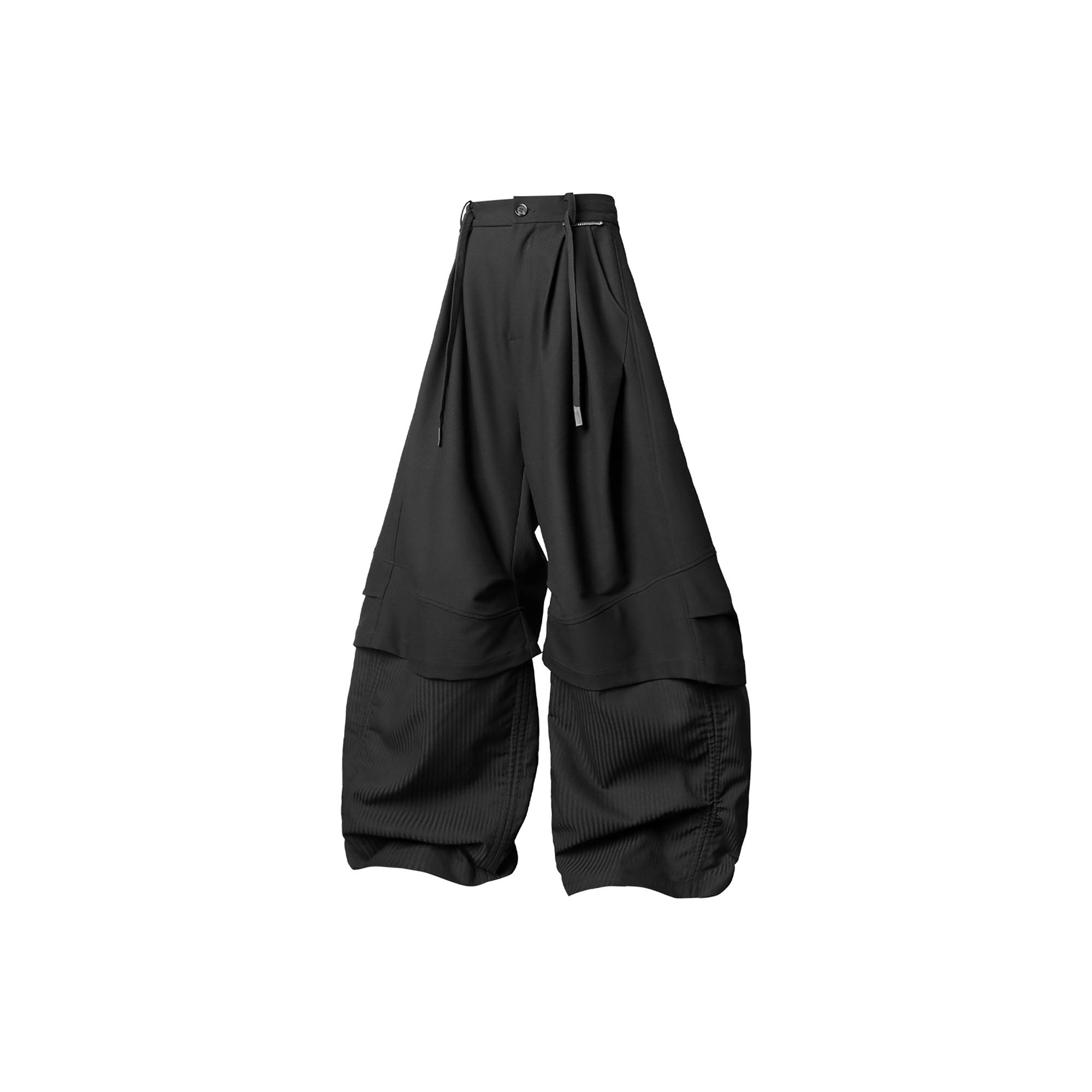 RELABEL Faux Layered Oversized Pants Black