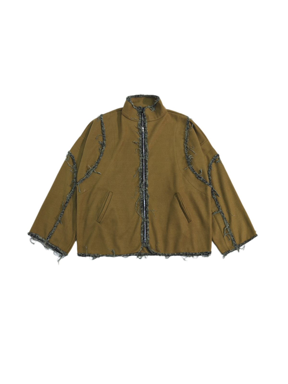 UUCSCC Retro Distressed Raw Seam Varsity Jacket