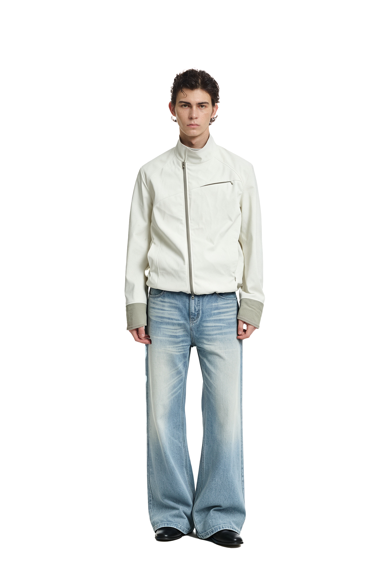 KREATE Whisker-Crease Flared Jeans