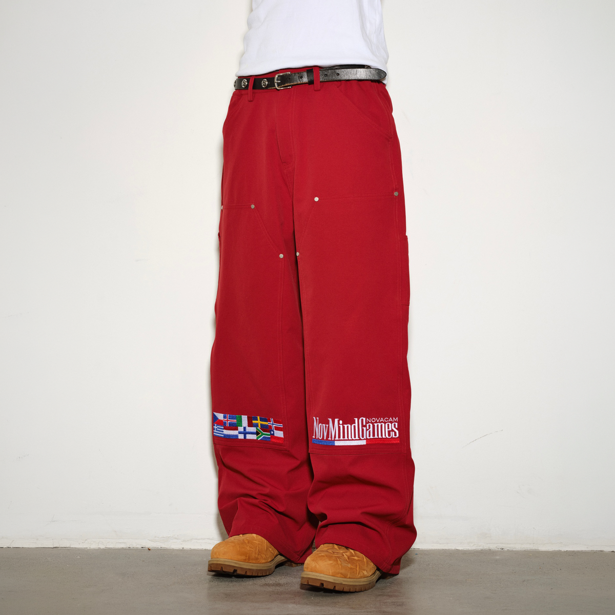NOVACAM Retro Embroidered Wide-Leg Cargo Pants