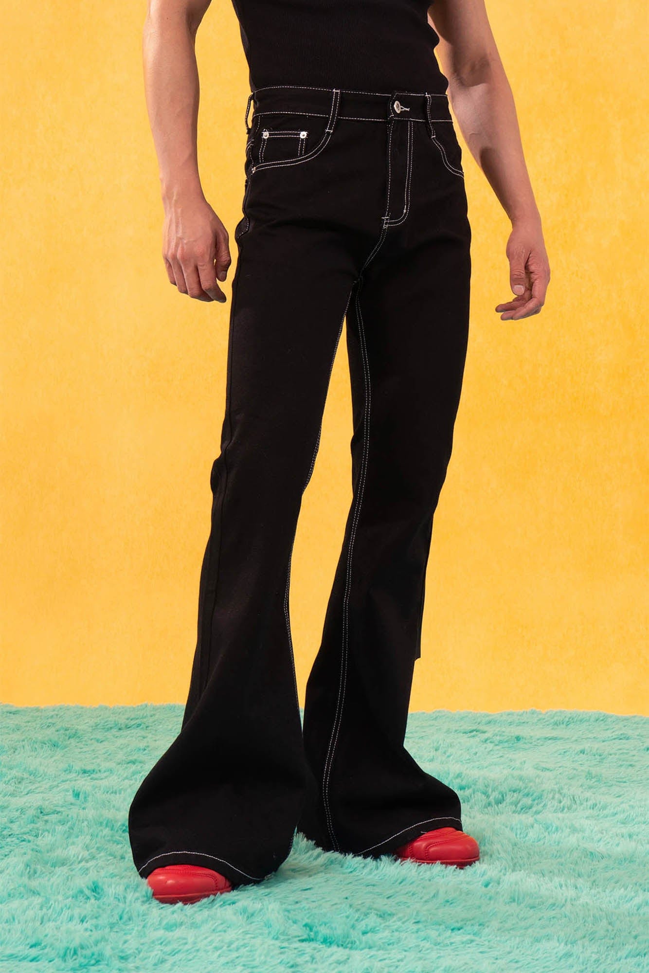 CLP Retro Stitch Ribbon Flared Jeans, premium urban and streetwear designers apparel on PROJECTISR.com, CLP