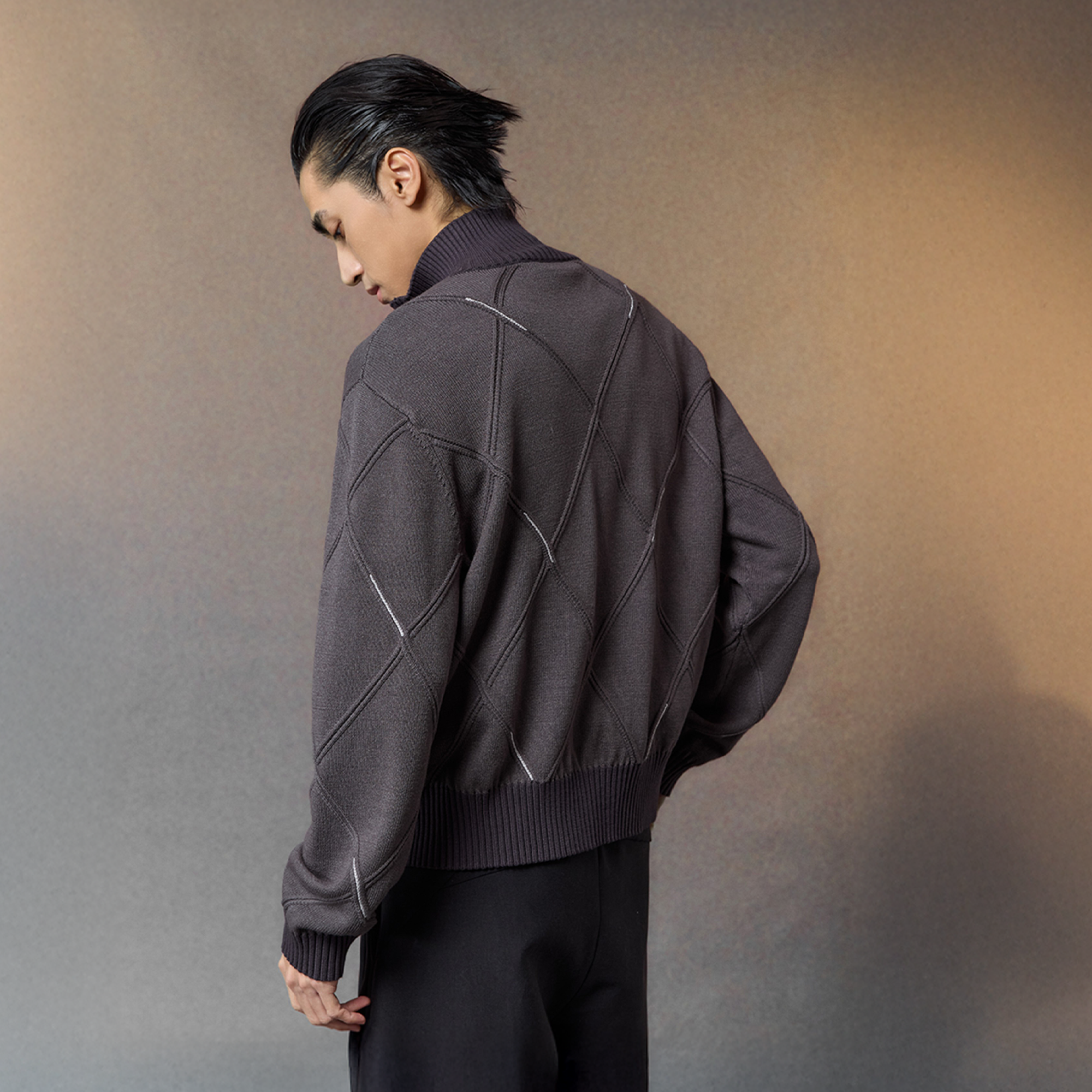 ALVNG AR ANTS Geometric Stitch Zip-Up Sweater, premium urban and streetwear designers apparel on PROJECTISR.com, ALVNG AR ANTS