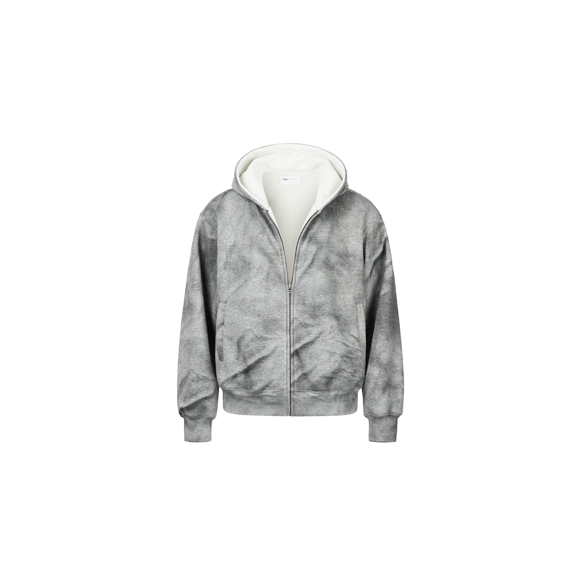 OKAYTHXBYE Essential Sherpa-Lined Boxy Zip Hoodie