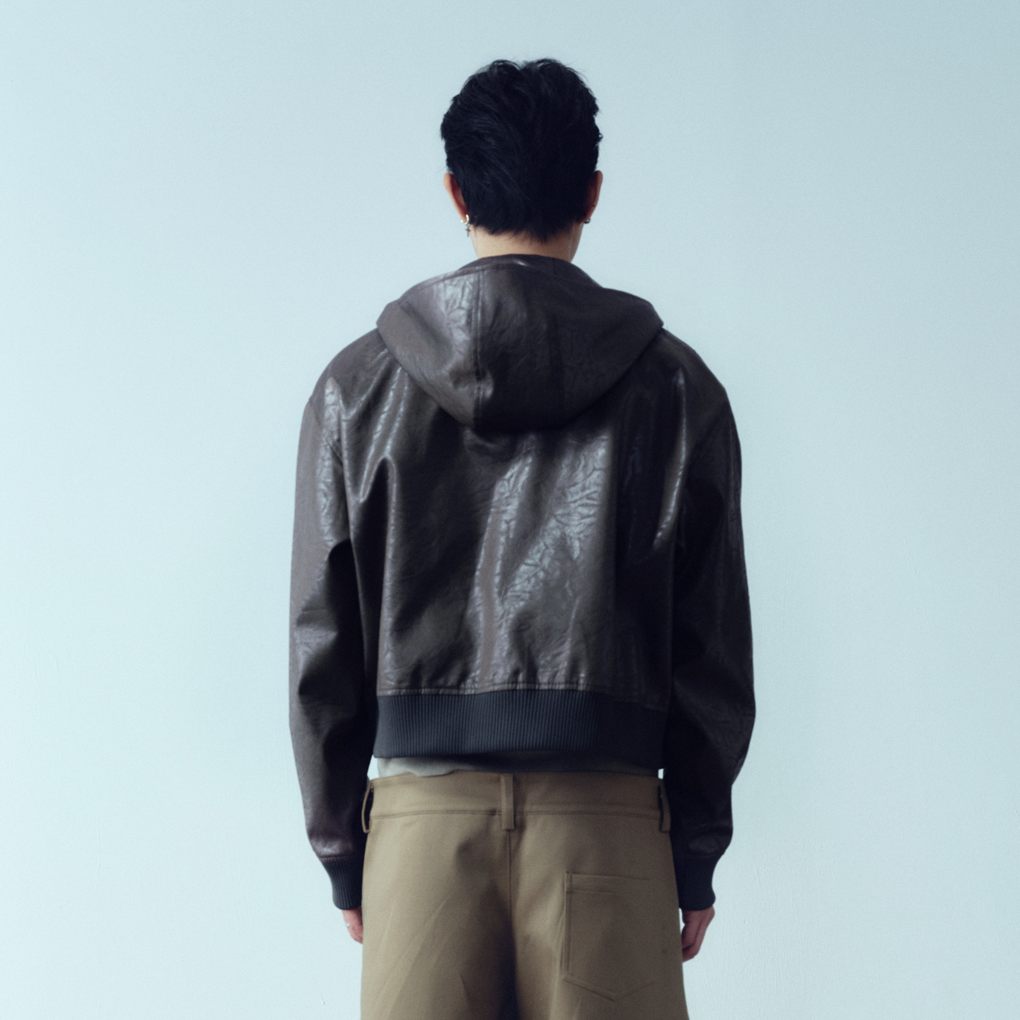 KADAKADA Faux Leather Dual-Zipper Hooded Jacket