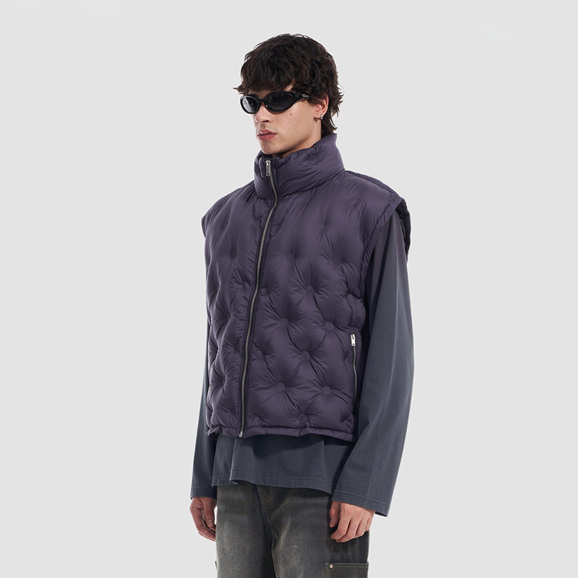 VANN VALRENCE Bubble-Quilted High-Neck Down Vest