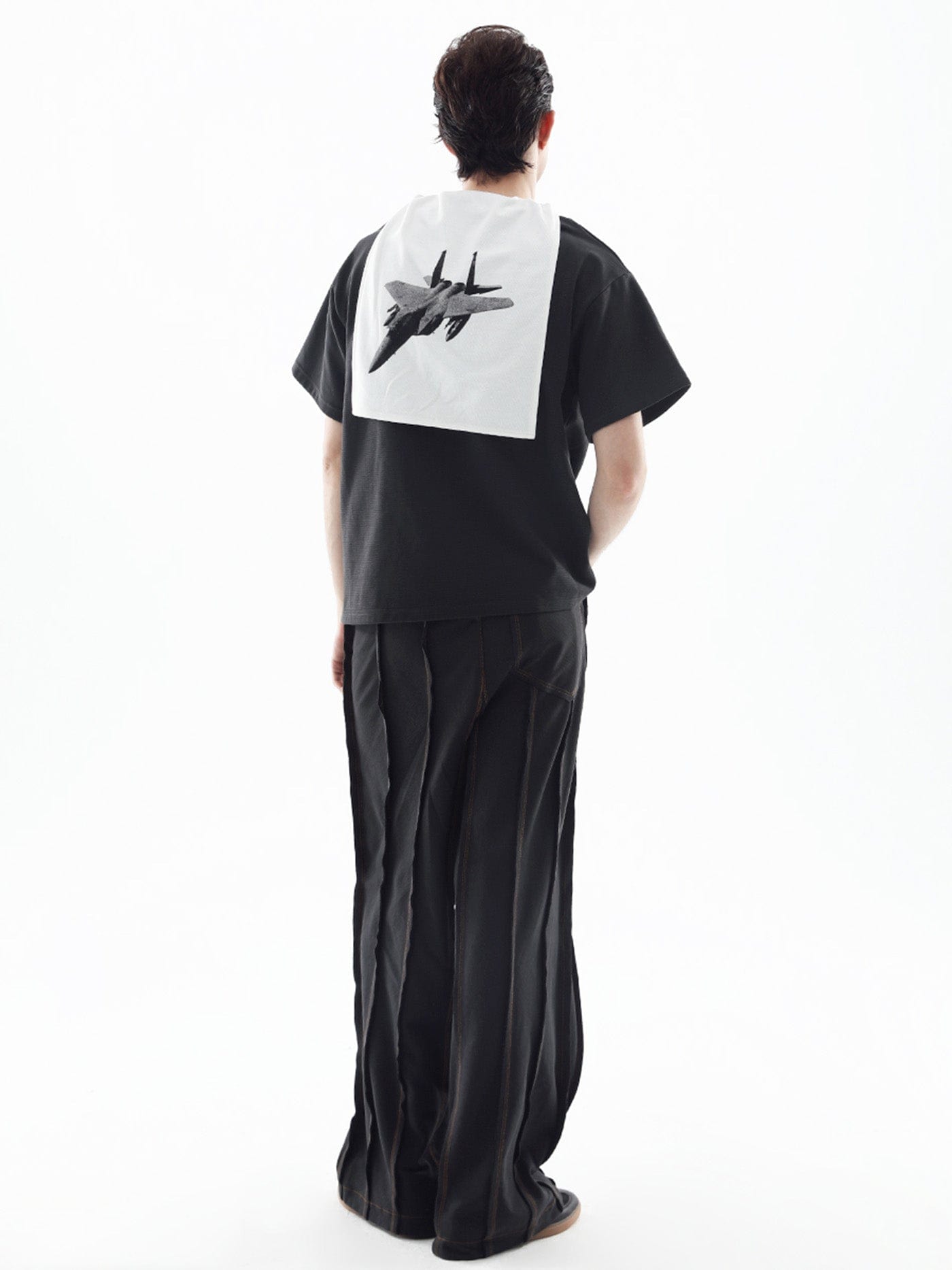 MIICHOUS Fighter Jet Shawl Collar T-Shirt