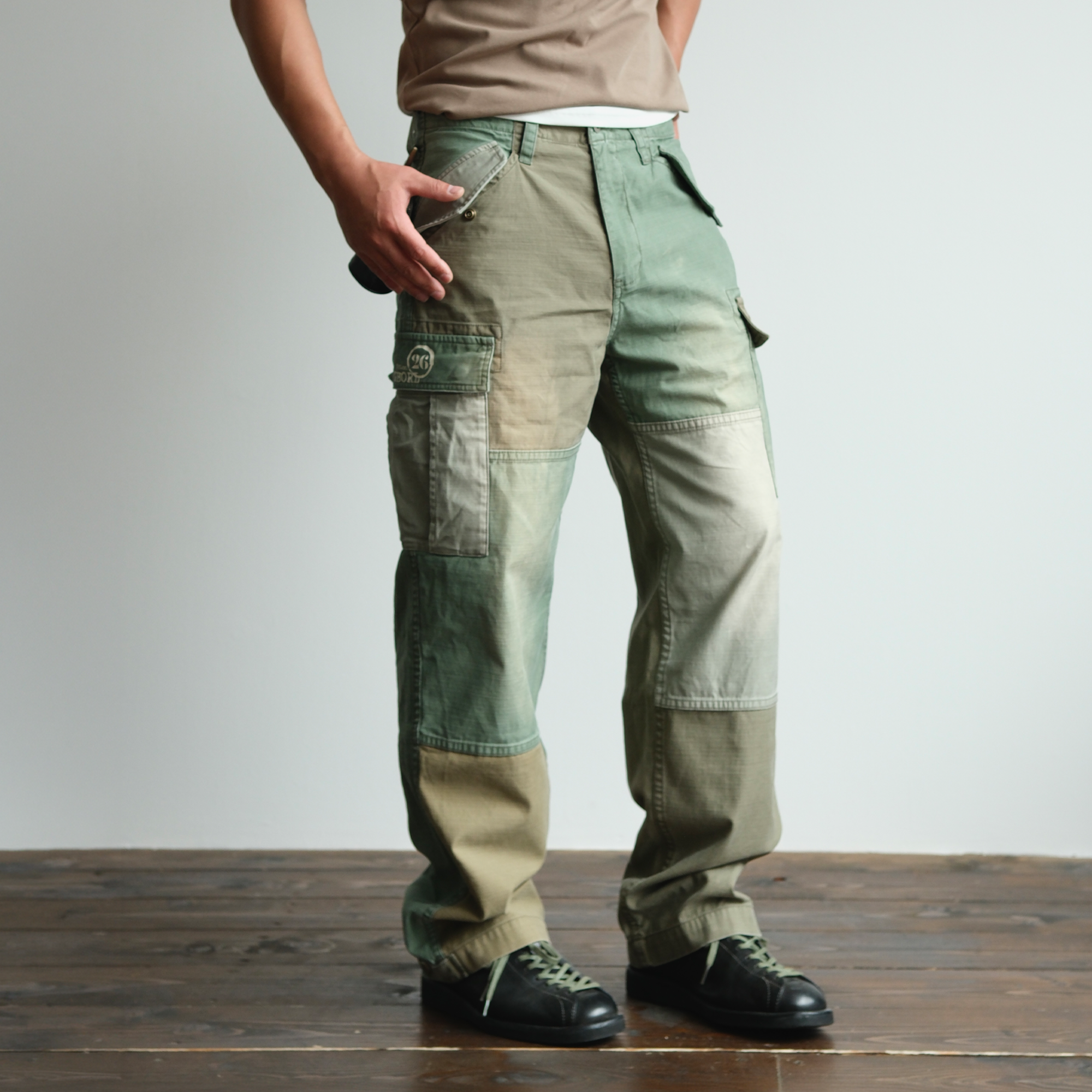 NEIGBORL Retro Washed Paneled Multi-Pocket Cargo Pants