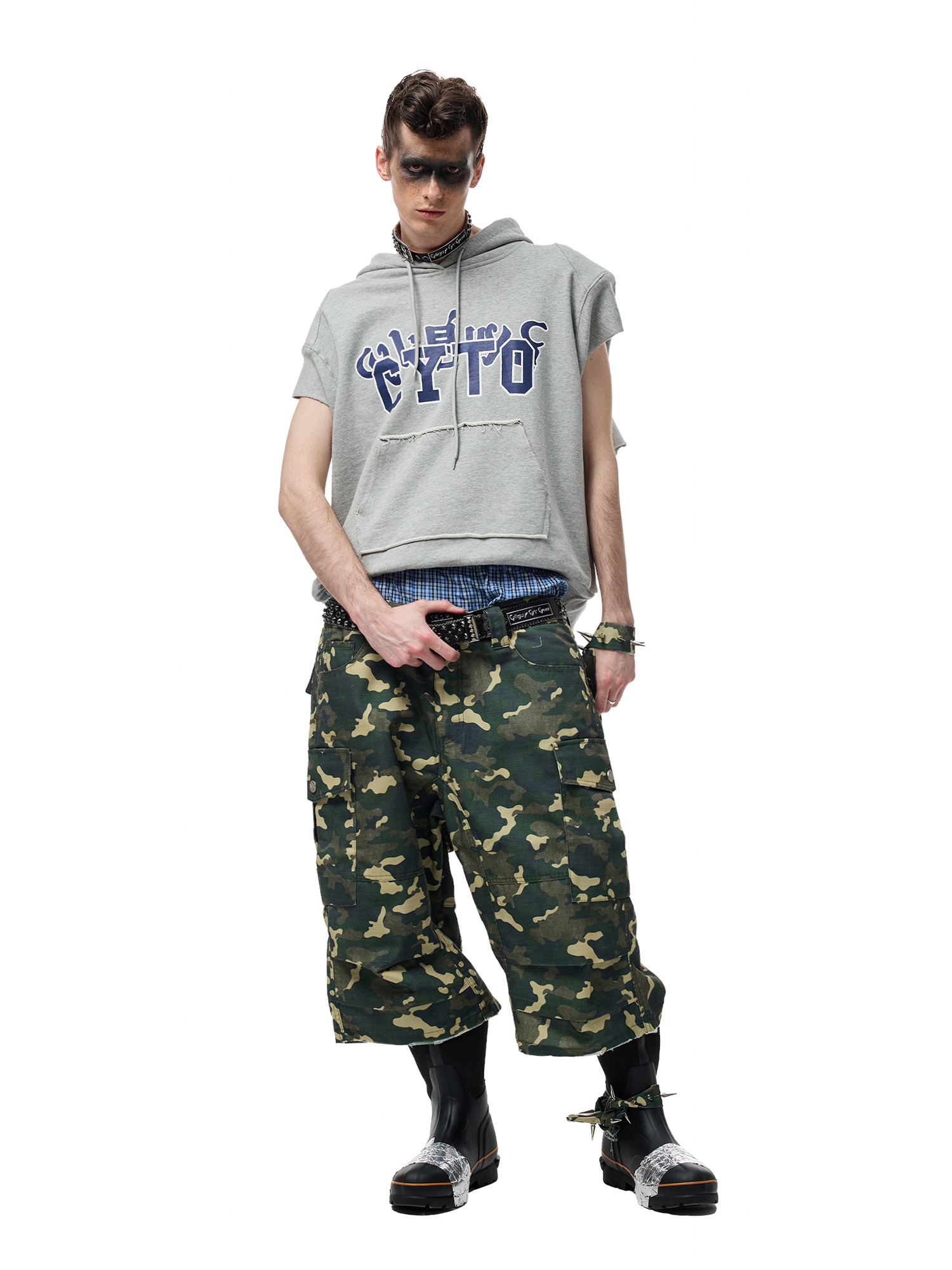 CYCYCY Camo Wide-Leg Cargo Shorts