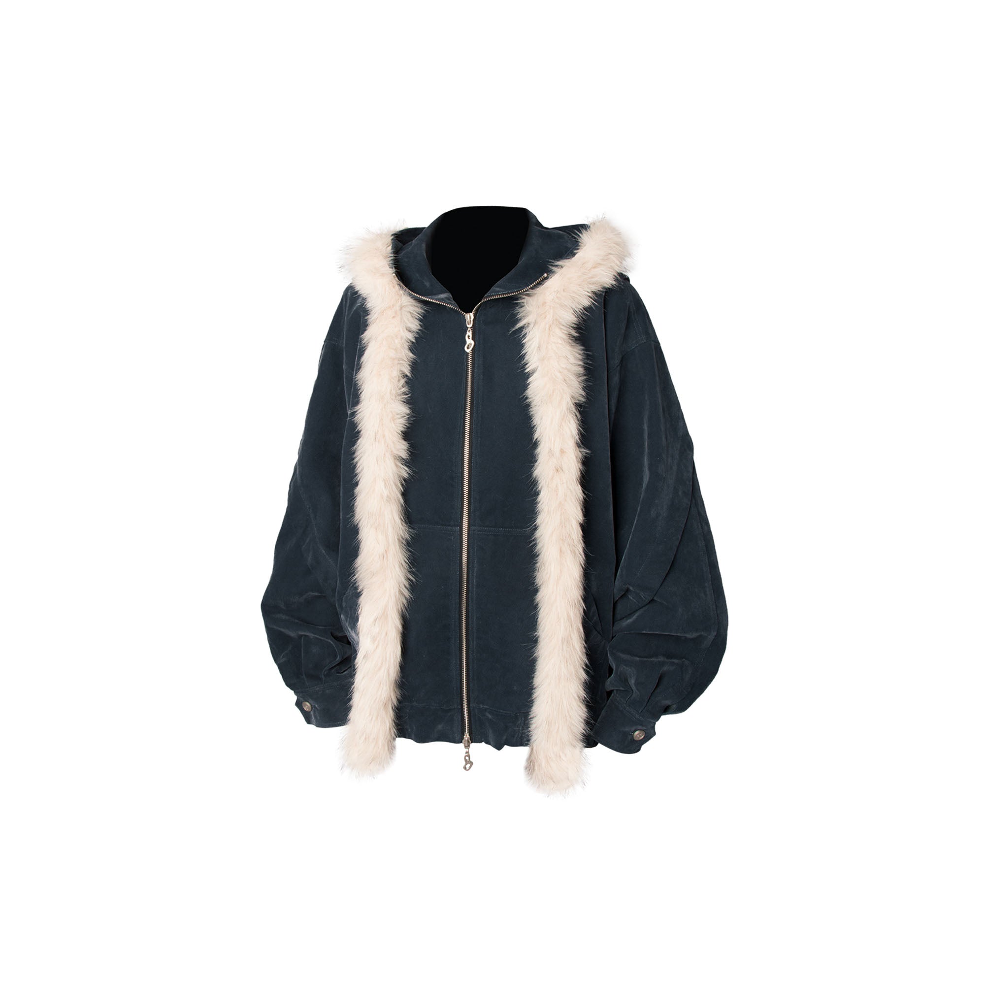 RELABEL Detachable Faux Fur Trim Hooded Jacket