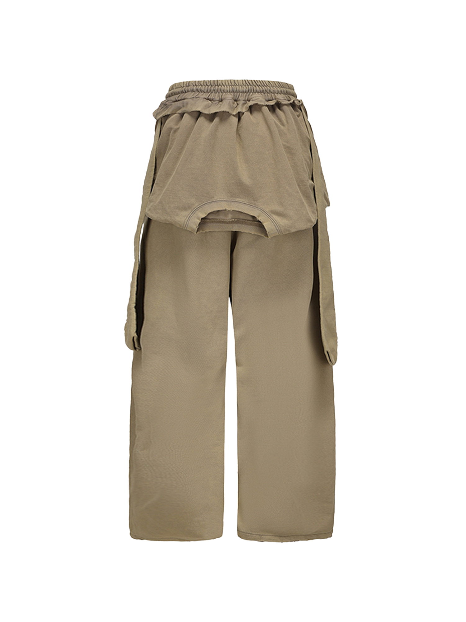 CYCYCY Layered Raw Edge Wide-Leg Sweatpants Khaki