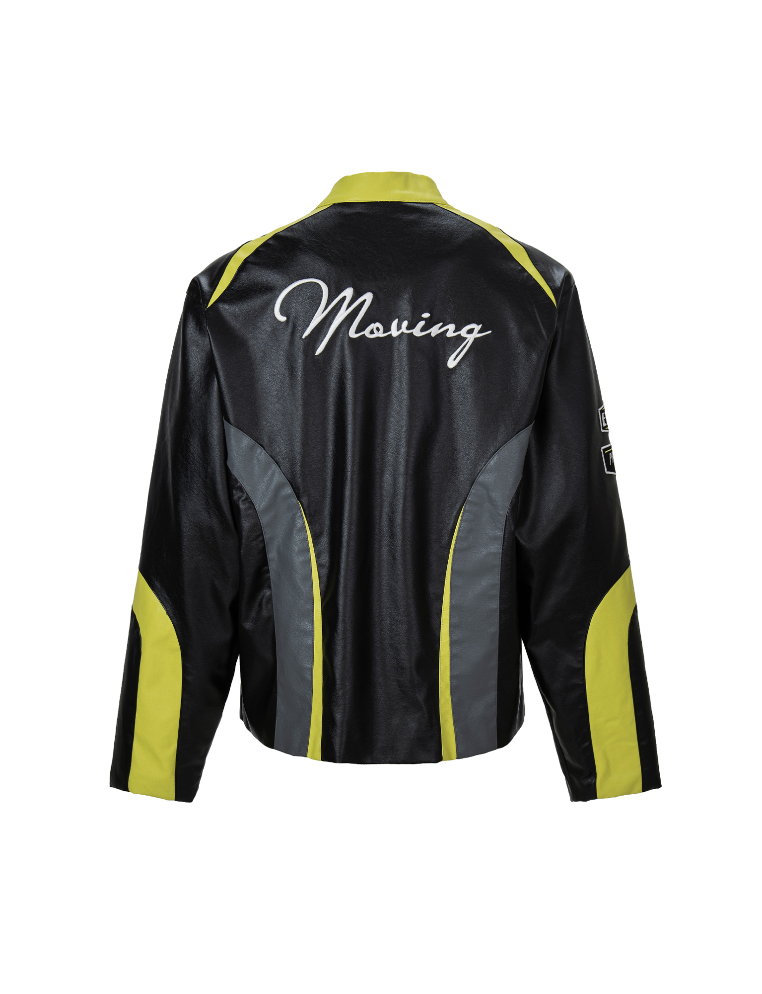 F2CE Contrast Panel Embroidered Moto Jacket