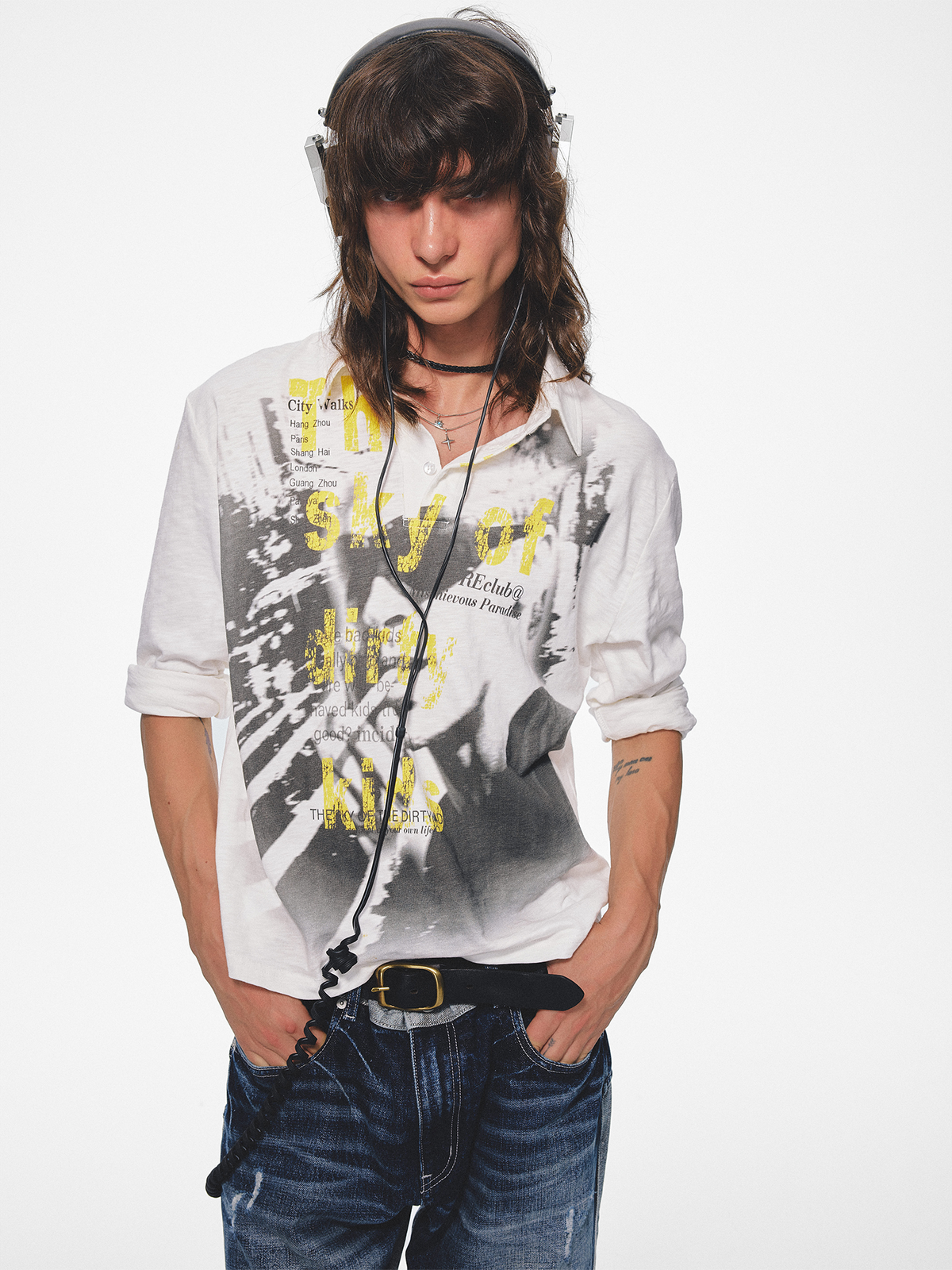 TRECLUB Graphic Portrait Long-Sleeve Polo