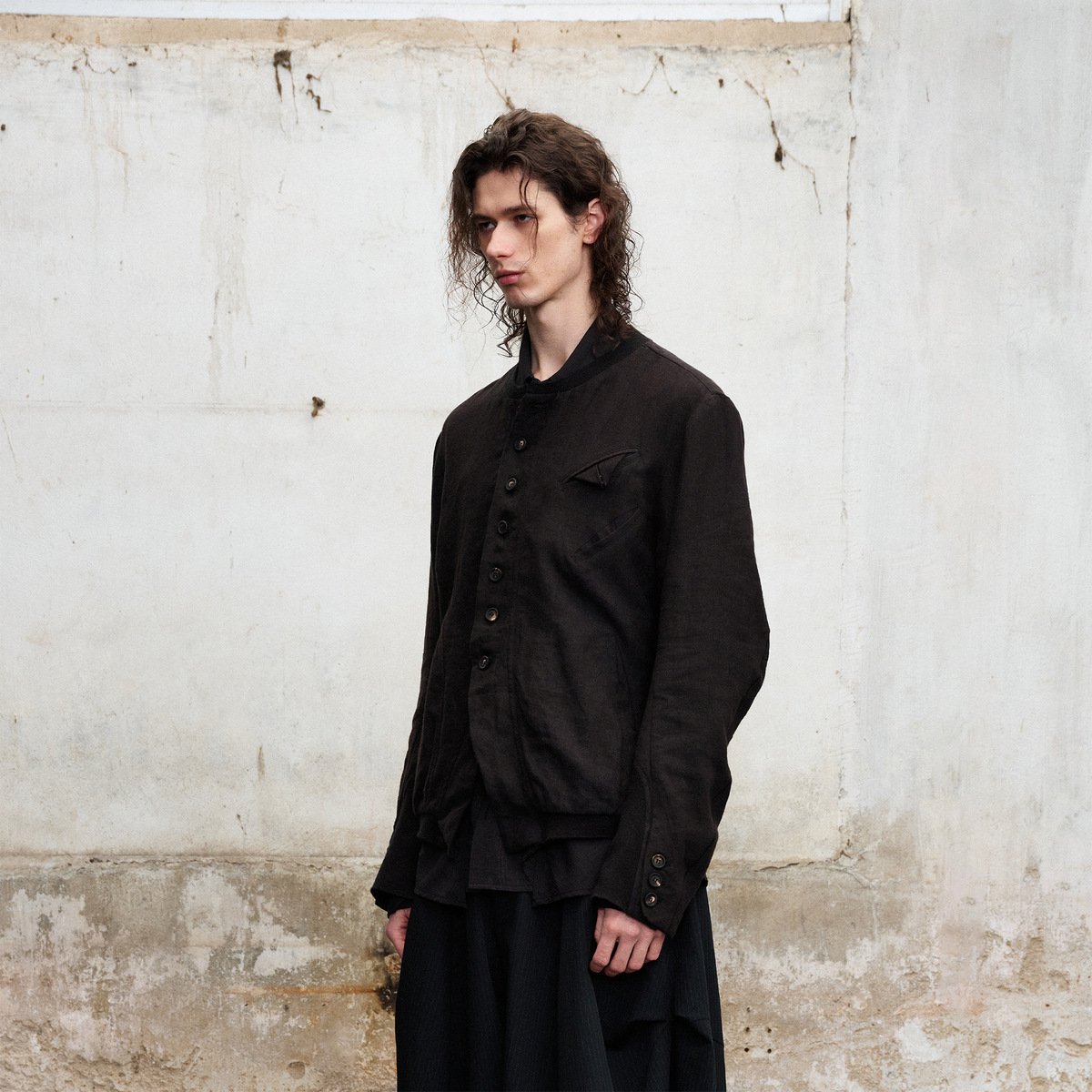 ILNya Nieternite Nifutur Asymmetrical Ribbed-Splice Short Jacket