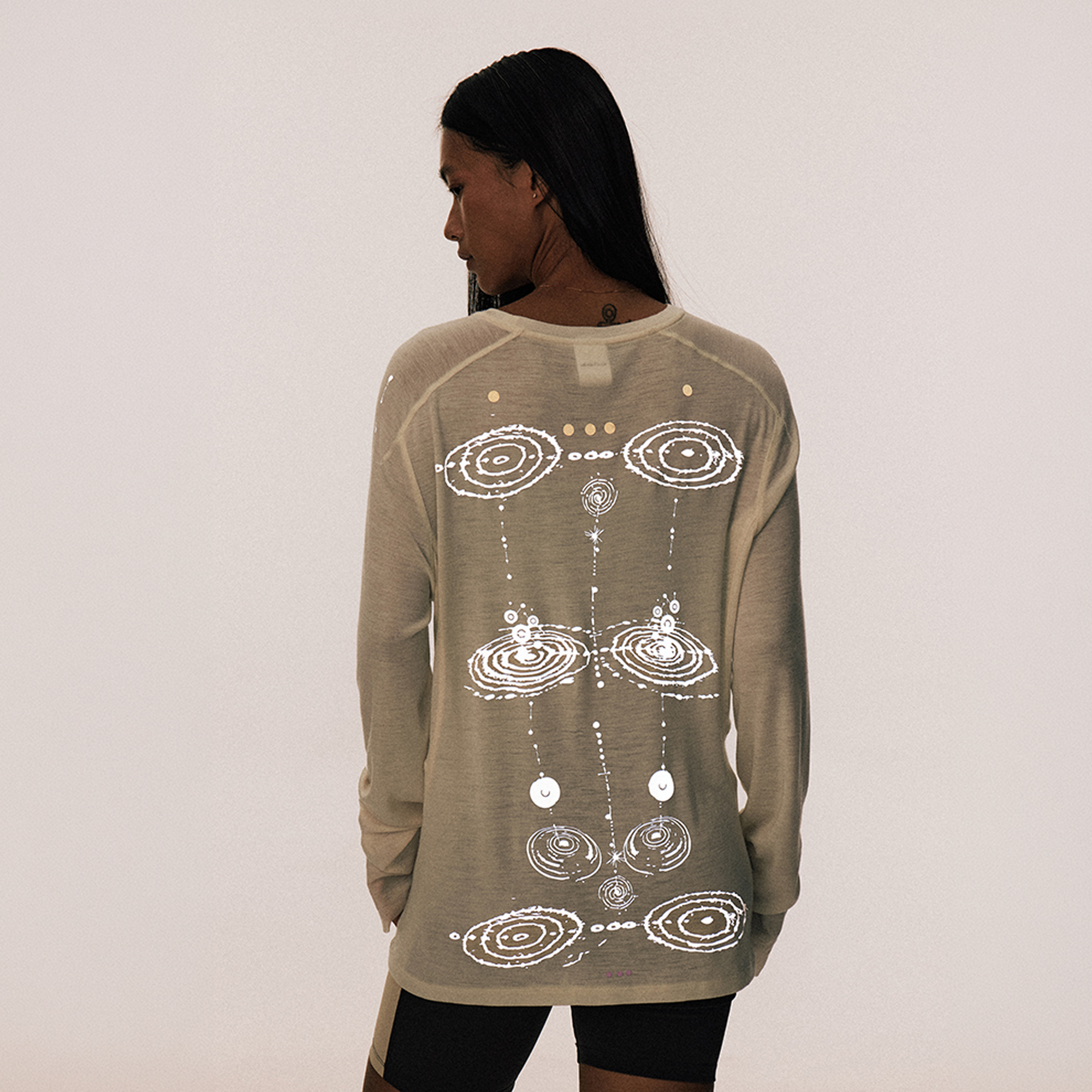 CONPCONP Cosmic Echo Graphic Long-Sleeve Tee White