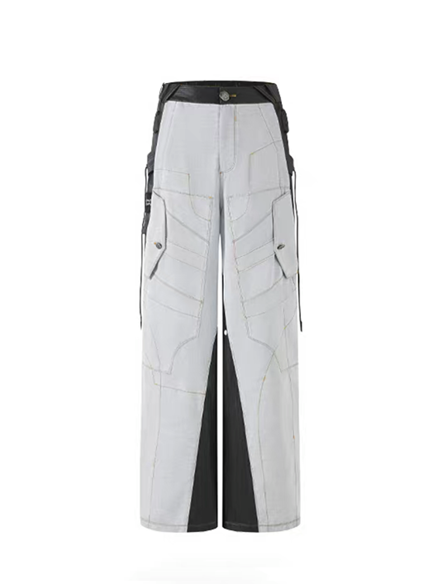 TIWILLTANG Contrast Stitch Paneled Wide-Leg Pants