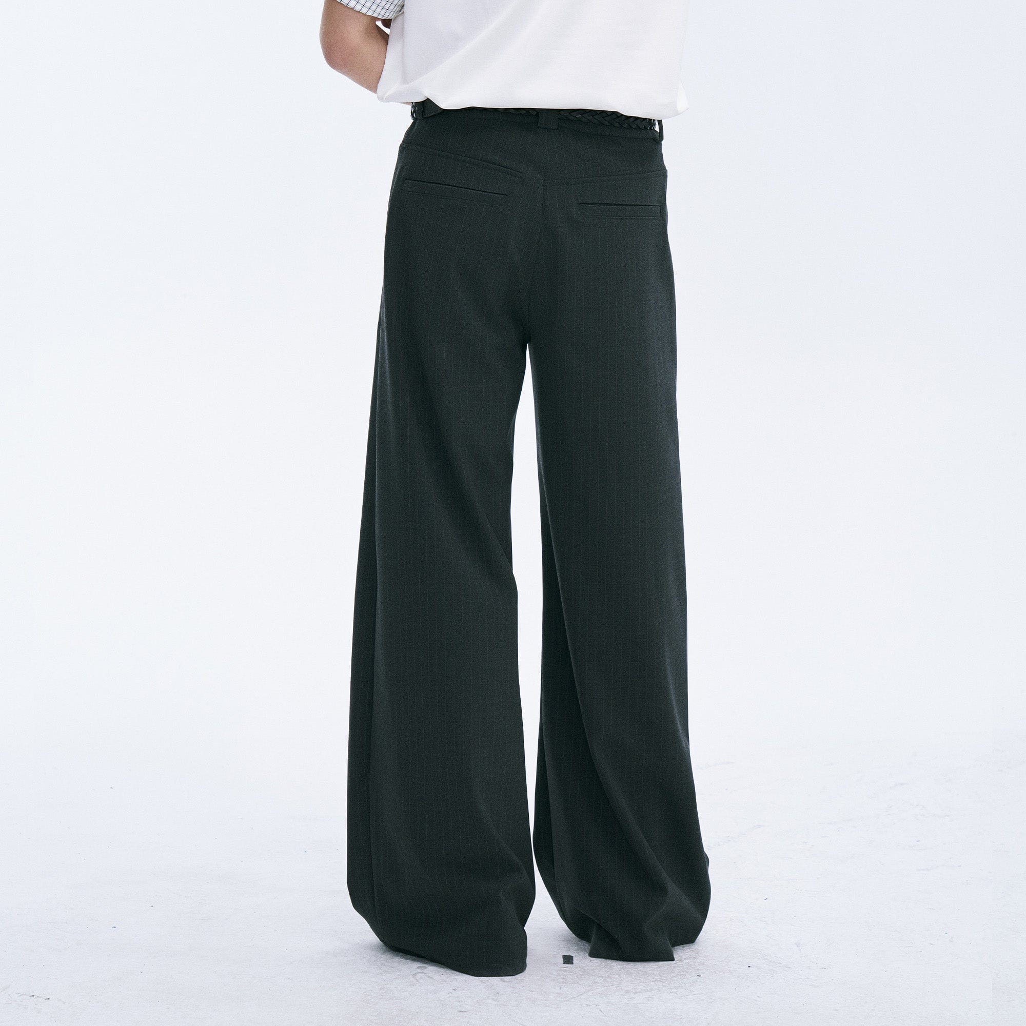 CATSSTAC Classic Pinstripe Wide-Leg Pants, premium urban and streetwear designers apparel on PROJECTISR.com, CATSSTAC