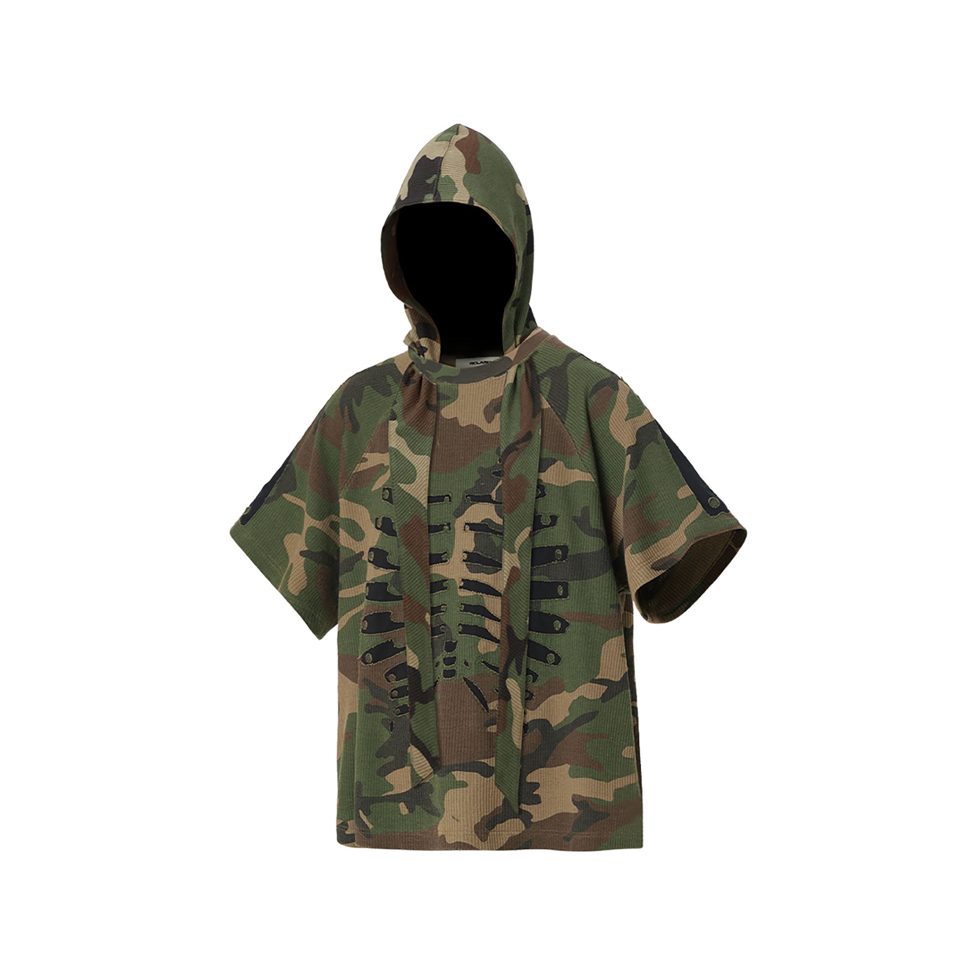 RELABEL Camo Detachable Hood Skeleton Graphic Tee