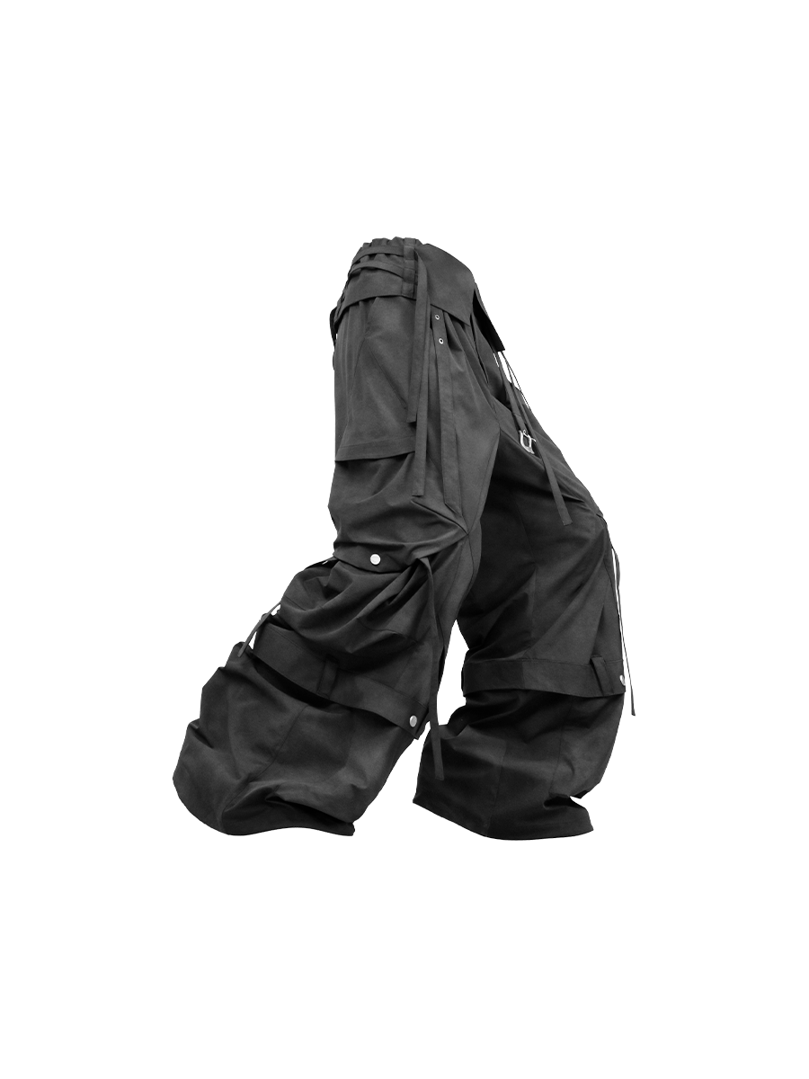 RELABEL Detachable Ruched Inverted Waist Cargo Pants, premium urban and streetwear designers apparel on PROJECTISR.com, RELABEL