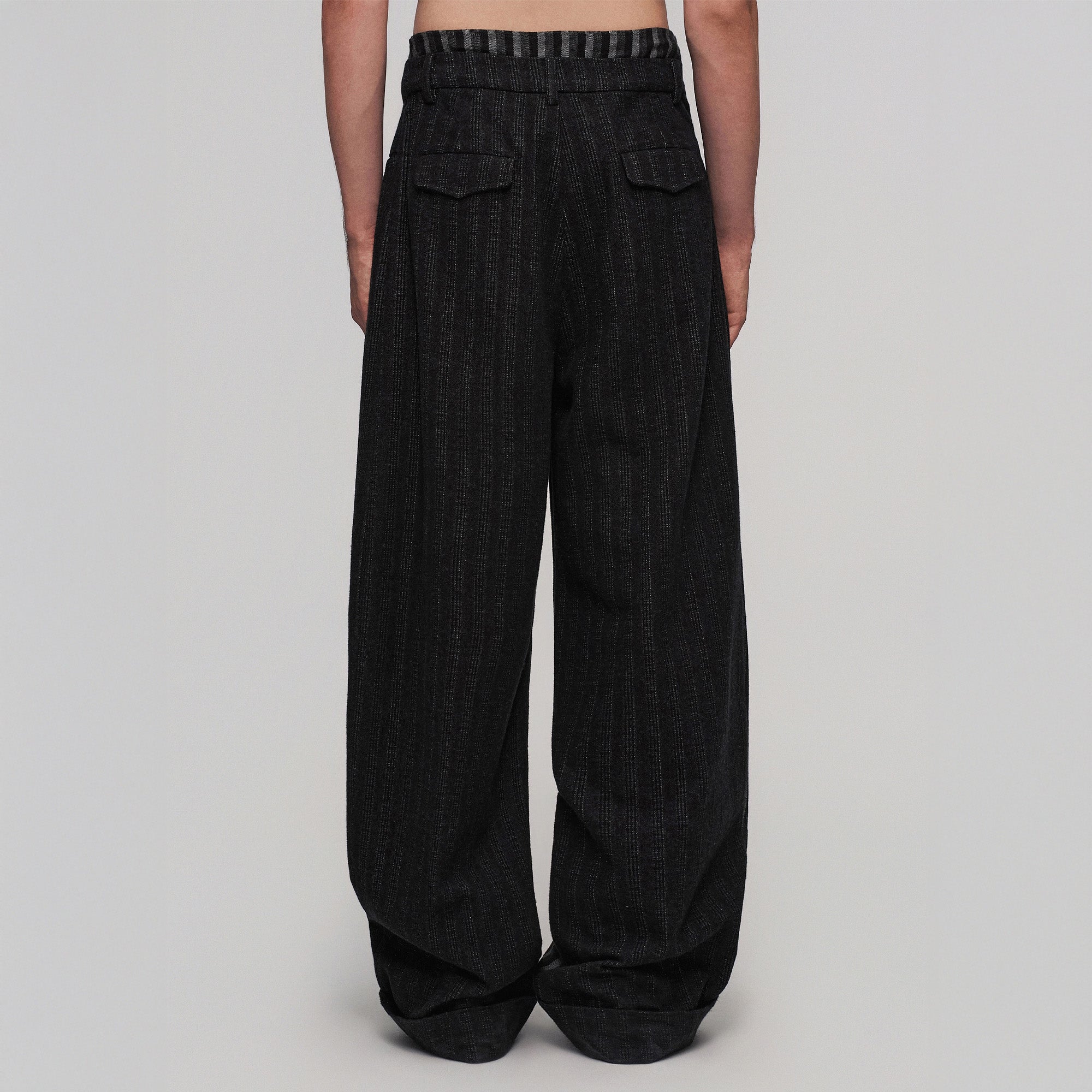 ILNya Nieternite Nifutur Asym Pinstripe Waistband Panel Wide-Leg Trousers