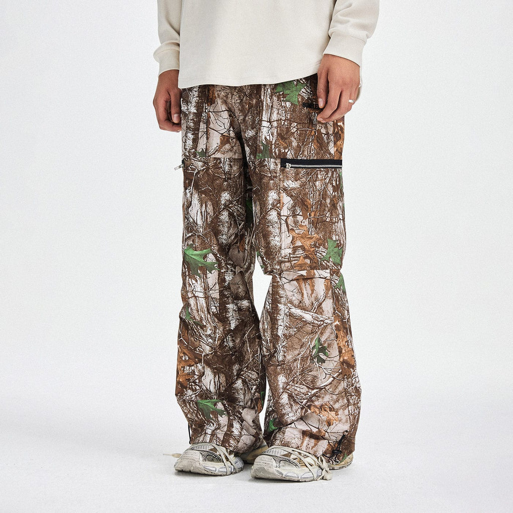 BONELESS Withered Leaves Crinkled Camo Cargo Pants, premium urban and streetwear designers apparel on PROJECTISR.com, BONELESS