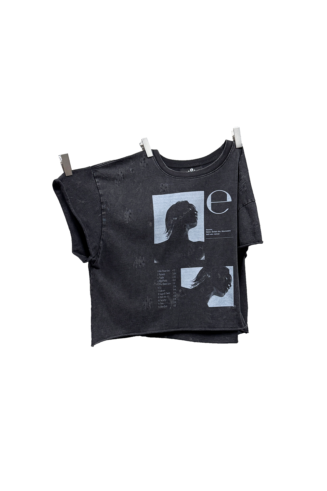 ANTI WAR REVIVAL Retro Portrait Graphic Rolled-Hem Tee