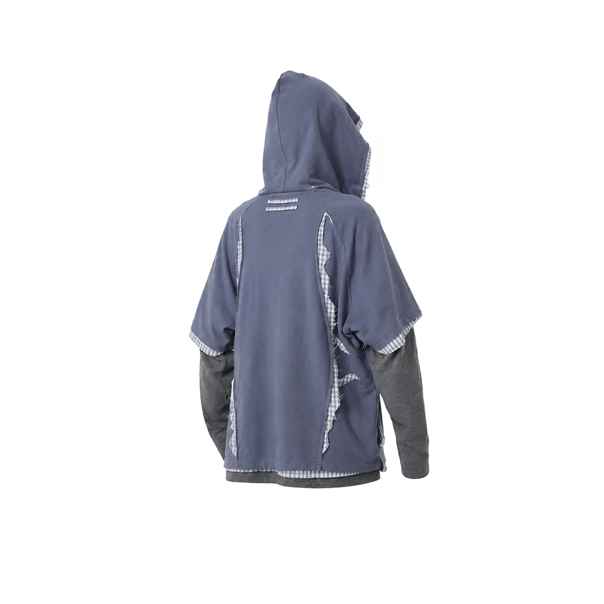 RELABEL Detachable Snood Hood Spliced Long-Sleeve Tee