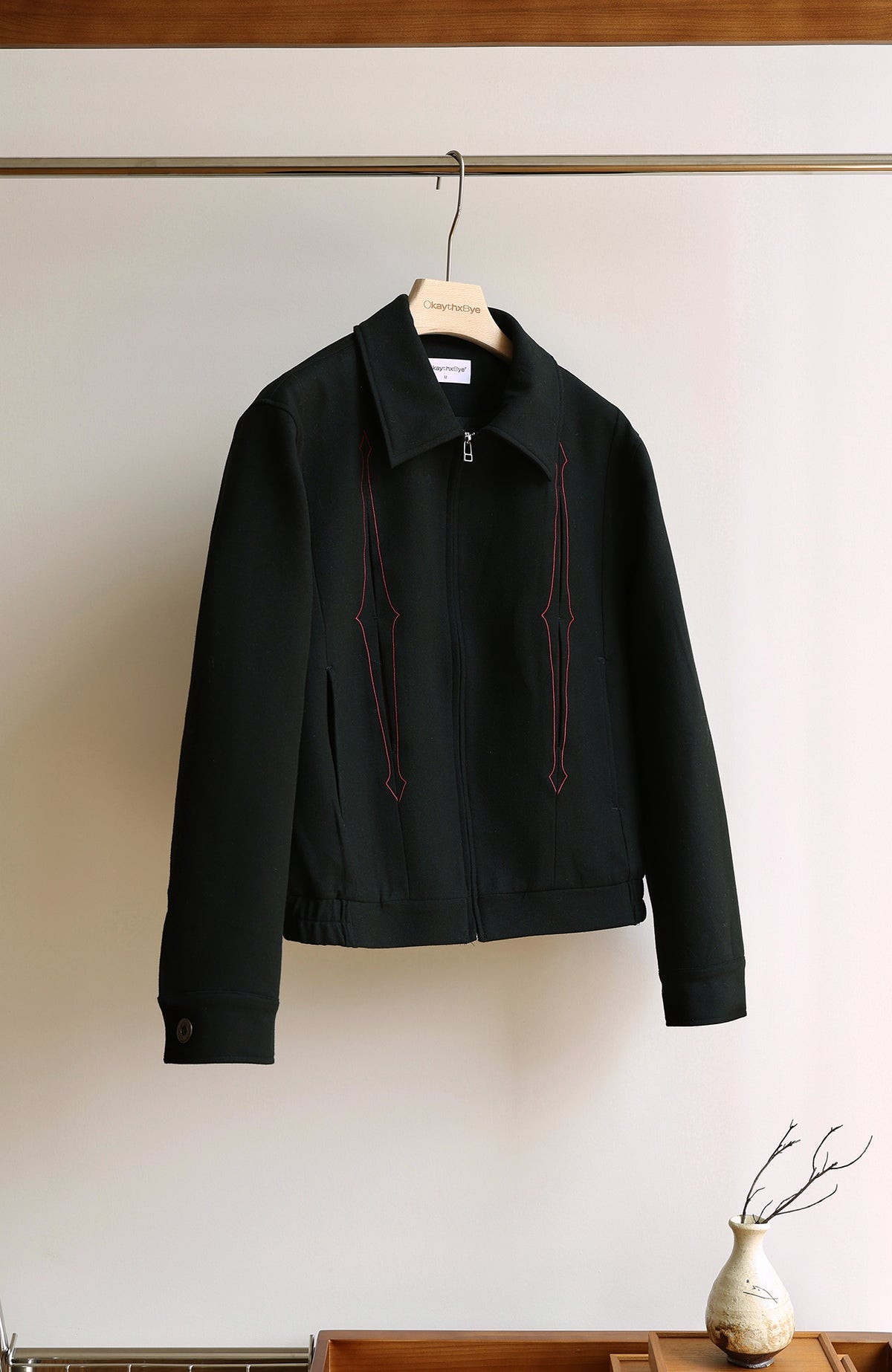 OKAYTHXBYE Embroidered Patchwork Distressed Cropped Jacket