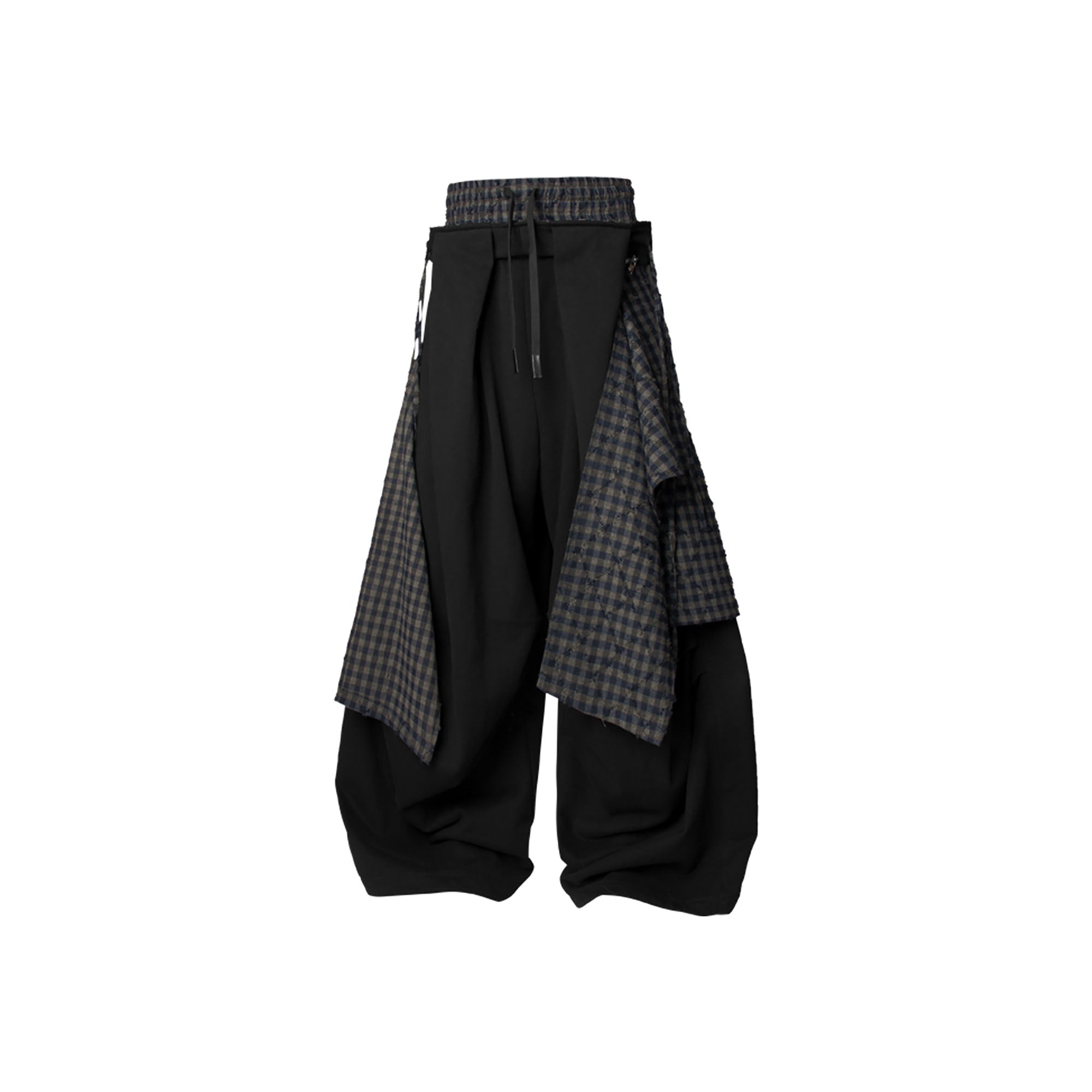 RELABEL Double Waistband Detachable Back Flap Oversized Sweatpants Black
