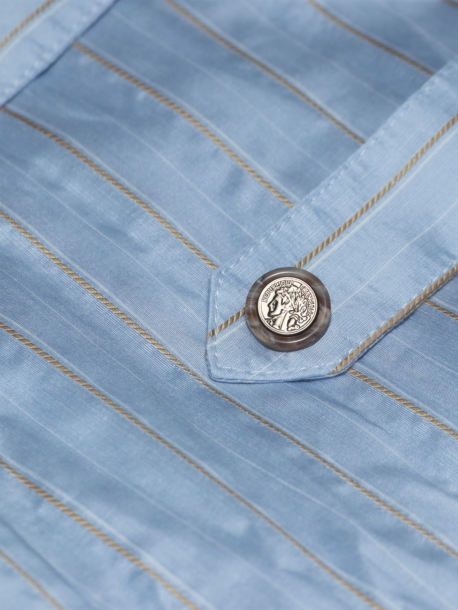 ASSEEN Metallic Thread Coin Button Shirt