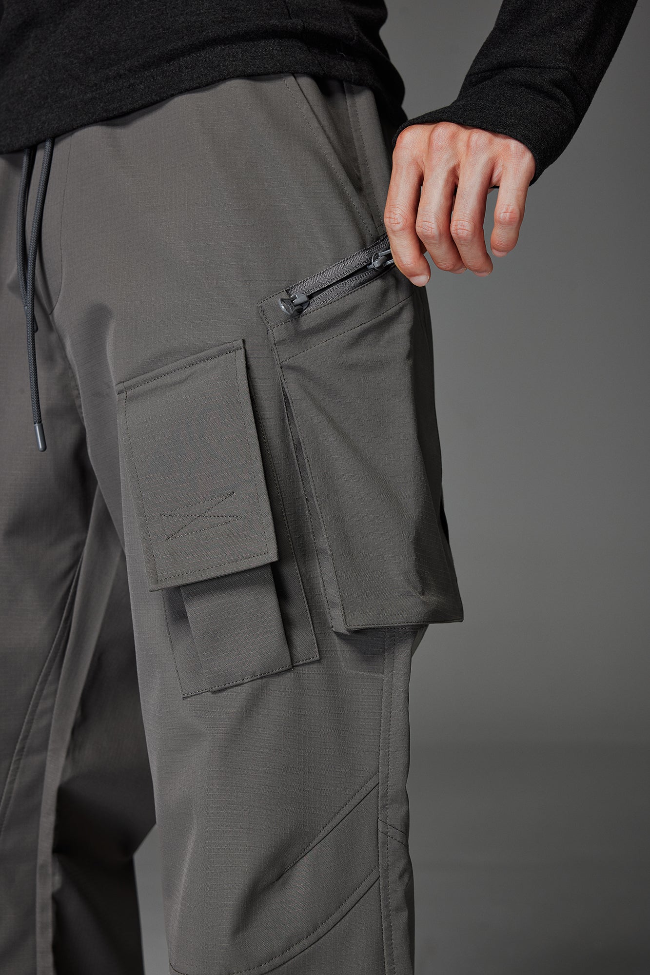 CATSSTAC Multi-Pocket Paneled Drawstring Cargo Pants