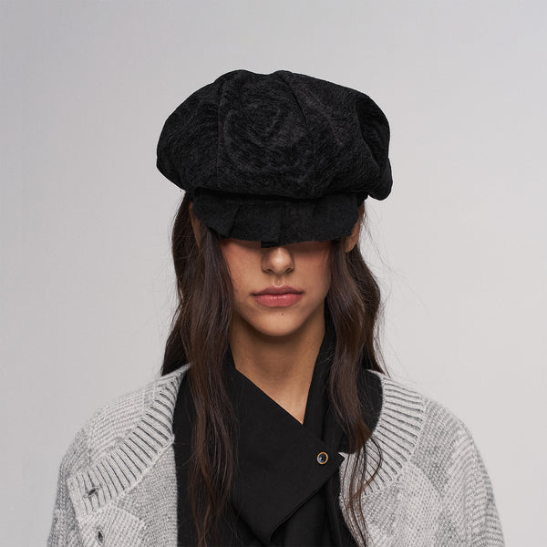 PAJA STUDIO × NOROLL Maple Hat Black Oversize 100%Wool 8 Panel Applejack Newsboy Cabbie Gatsby (not a