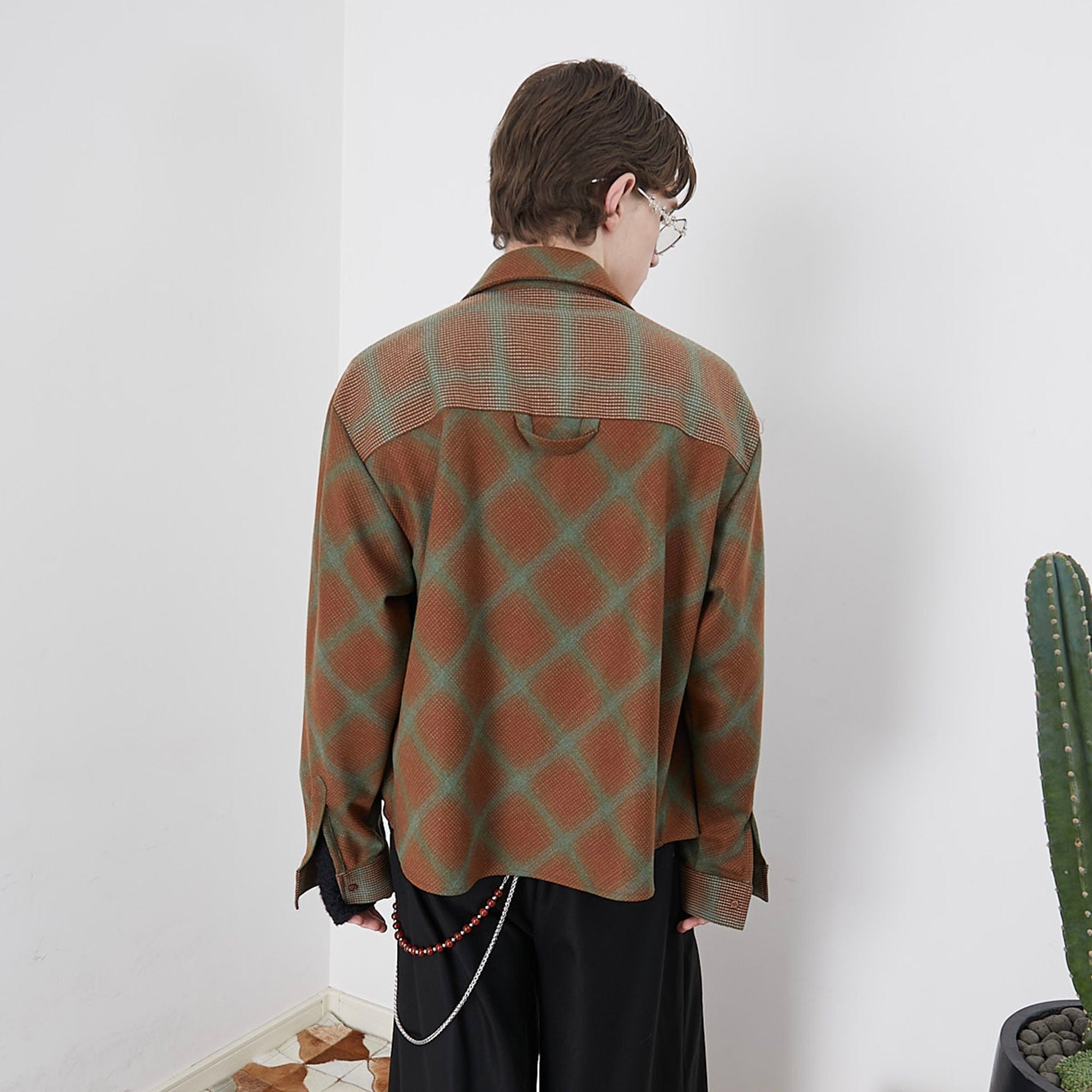 ASSEEN Symmetrical Star Patch Diamond Check Shirt, premium urban and streetwear designers apparel on PROJECTISR.com, ASSEEN