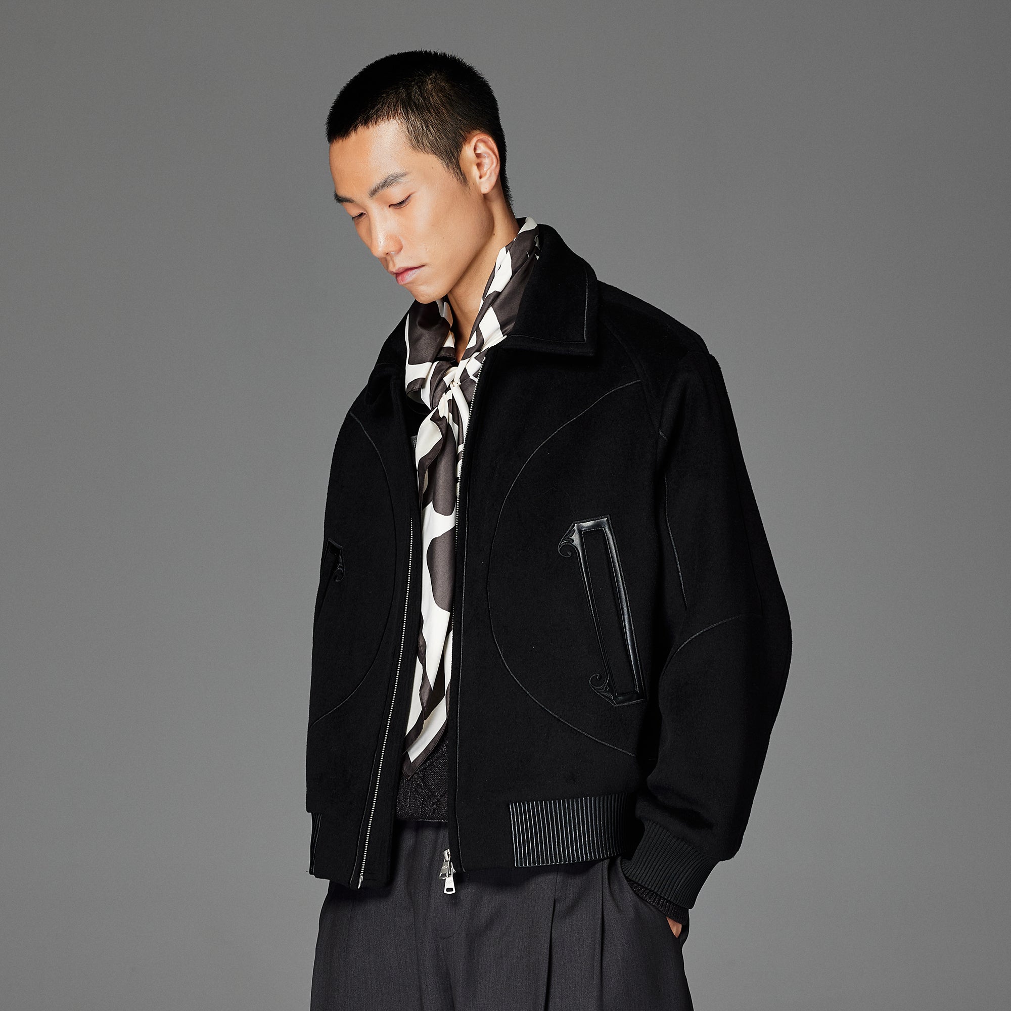 CATSSTAC Topstitch Ornate Pocket Wool-Blend Jacket